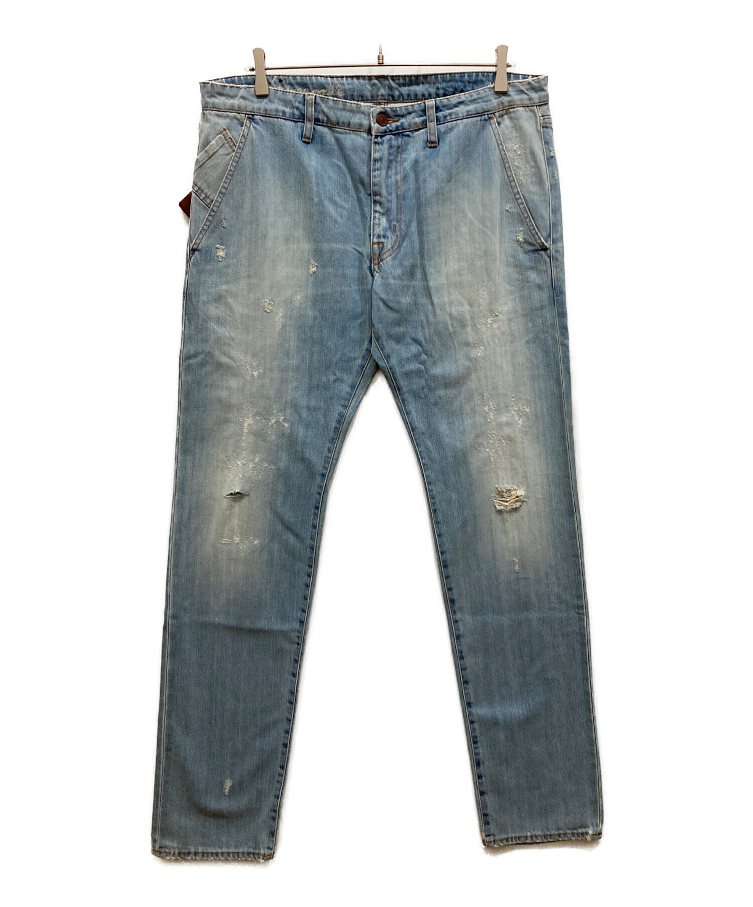 中古・古着通販】(+) PEOPLE (プラスピープル) ダメージデニムパンツ 