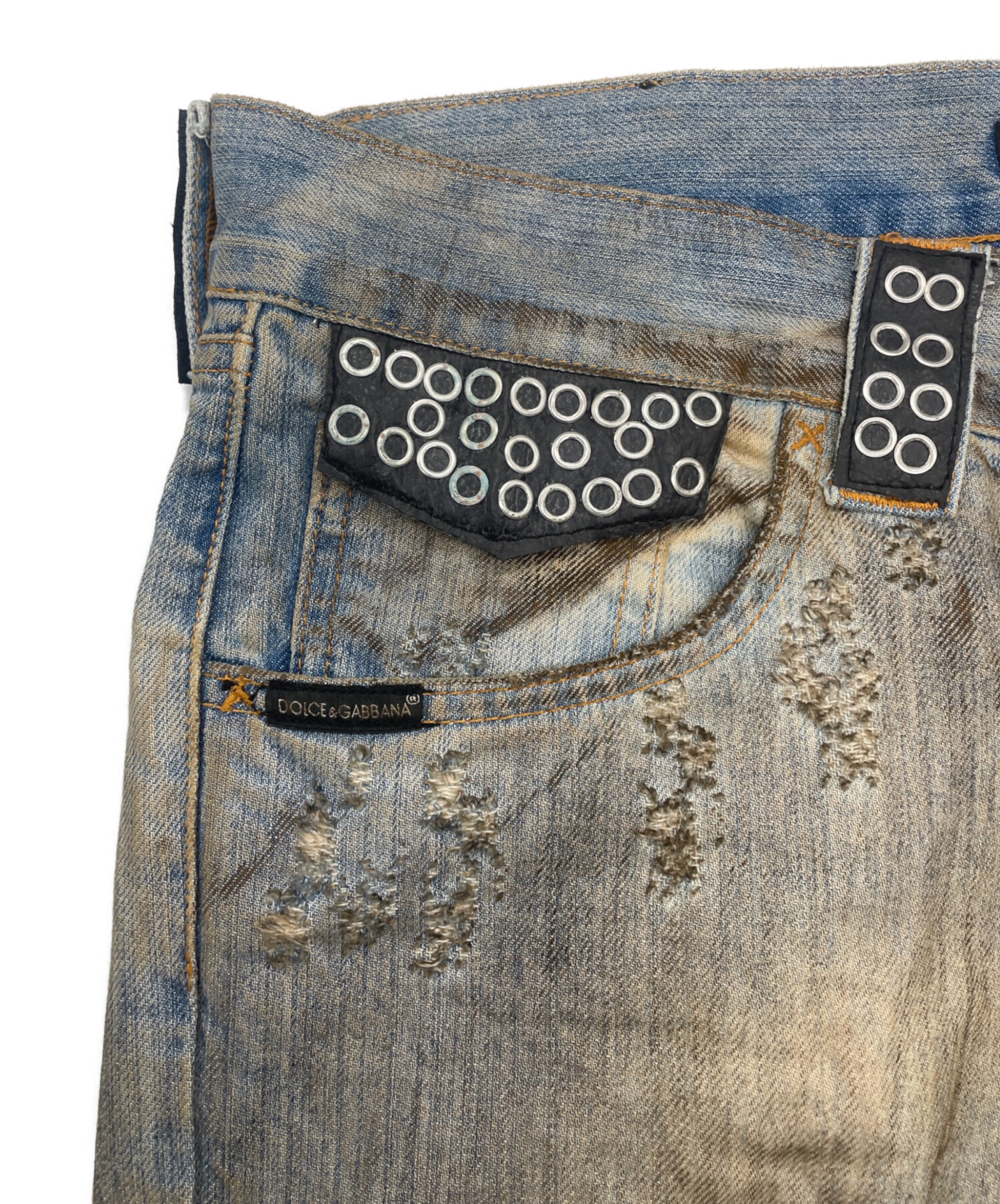 DOLCE&GABBANA　フレアデニムパンツ　DGロゴ金具　イタリア製　Y2K 中古・古着通販】DOLCE & GABBANA (ドルチェ＆ガッバーナ) 加工デニム