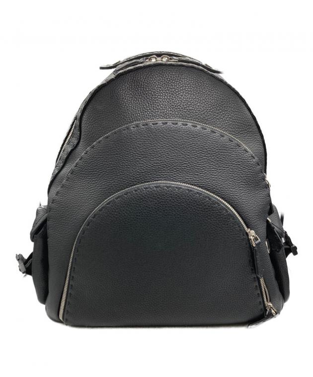 中古・古着通販】FENDI (フェンディ) ラウンドレザーリュック ブラック