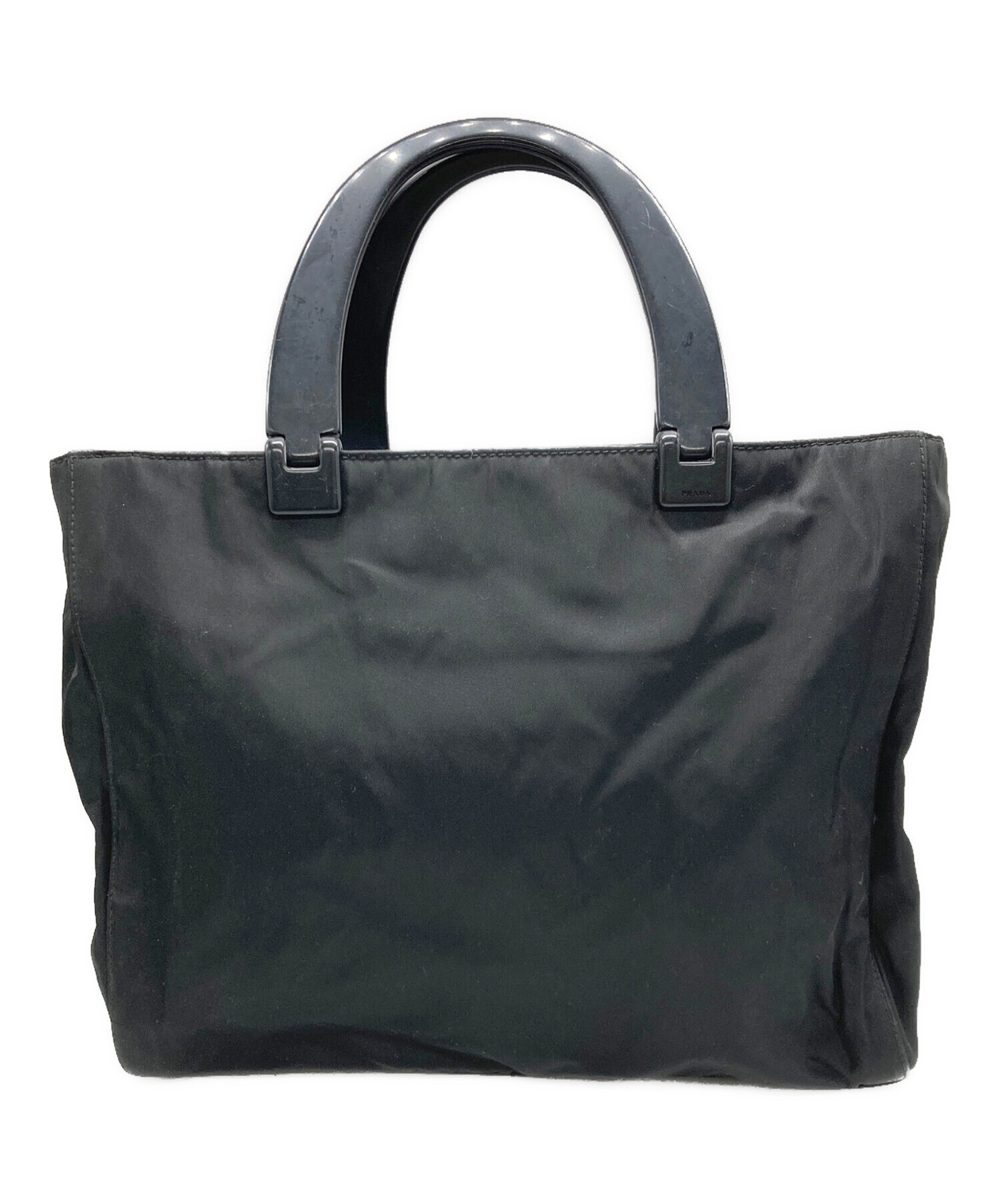 PRADA ナイロン　レザー　ハンドバッグ 中古・古着通販】PRADA (プラダ) ナイロンハンドバッグ ブラック