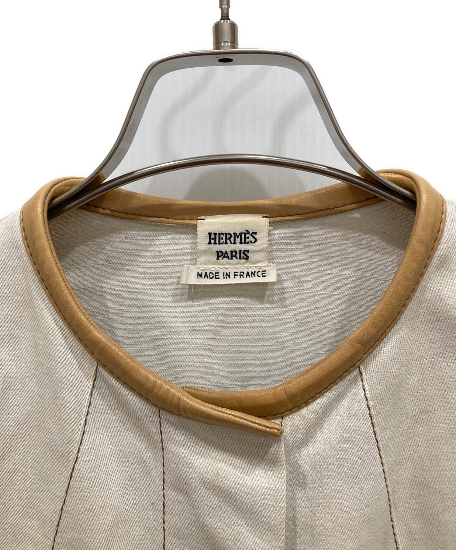エルメス　デニムジャケット　34 中古・古着通販】HERMES (エルメス) レザーパイピングデニムジャケット