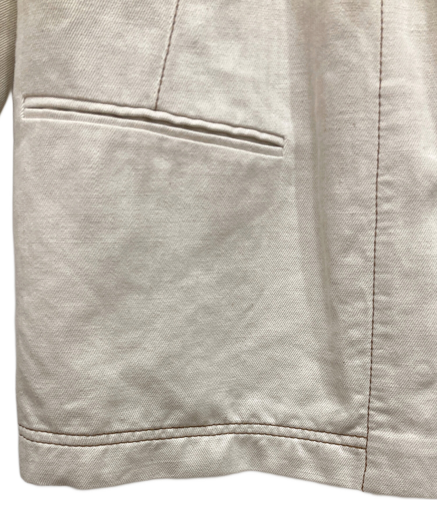 中古・古着通販】HERMES (エルメス) レザーパイピングデニムジャケット
