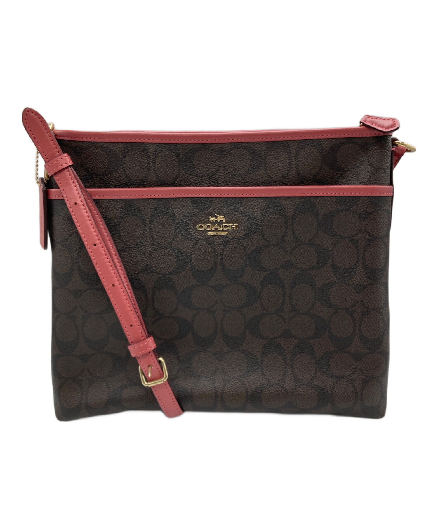 中古・古着通販】COACH (コーチ) ショルダーバッグ ブラウン×ピンク