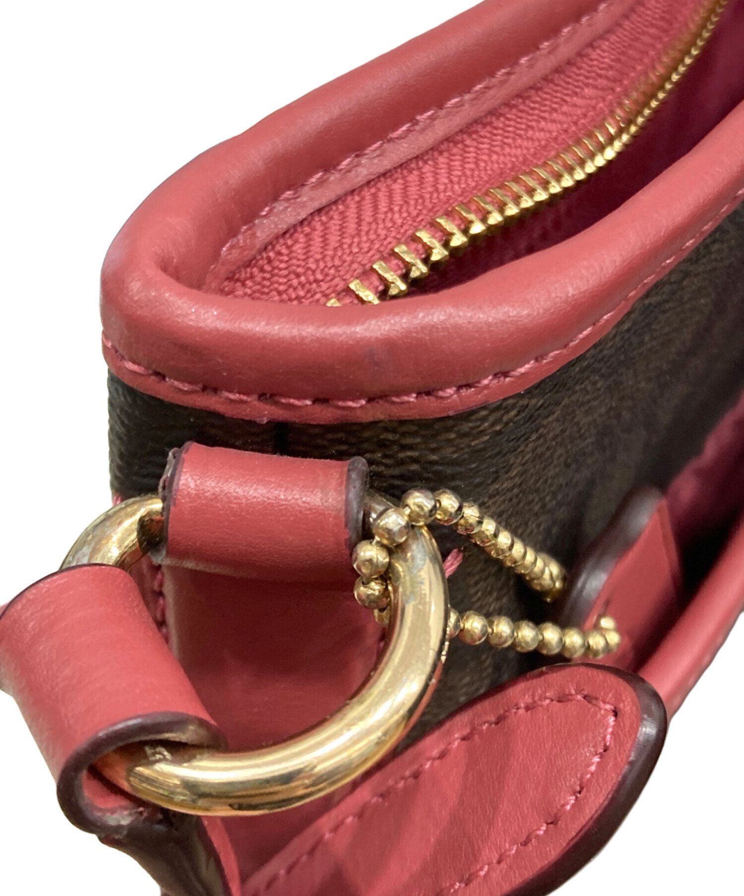 中古・古着通販】COACH (コーチ) ショルダーバッグ ブラウン×ピンク