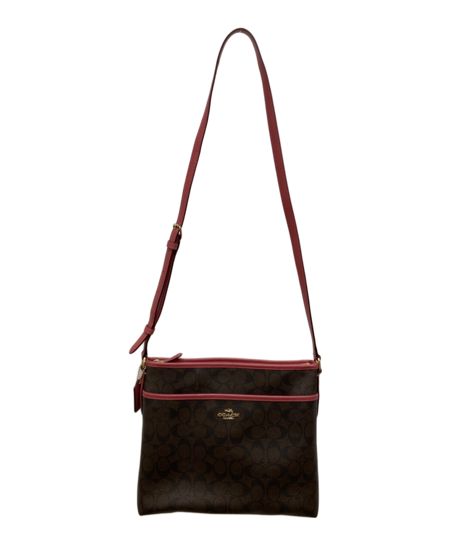 中古・古着通販】COACH (コーチ) ショルダーバッグ ブラウン×ピンク