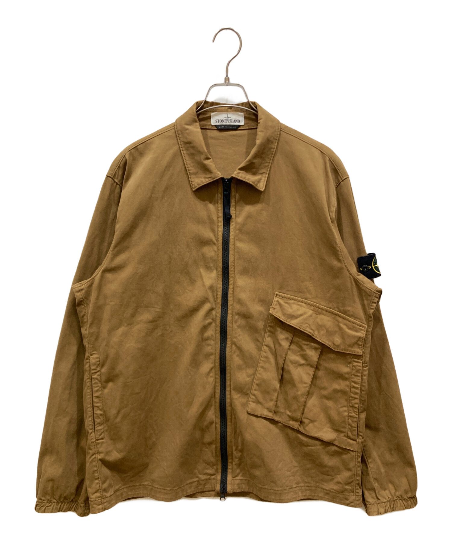 ☆stone island/ストーンアイランド ジップブルゾン 541542122/XL /080 ISLAND STONE (ストーンアイランド) マウンテンパーカー ダークグリーン i366◯