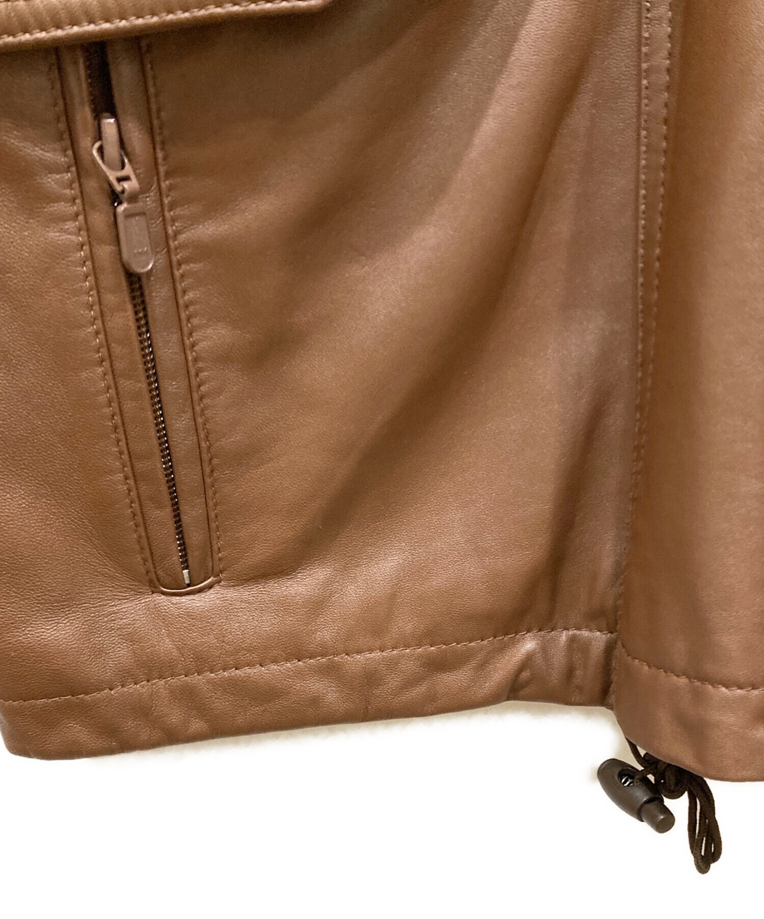 BALMAIN バルマン ノーカラーラムレザージャケット シワ加工 編み込み L 中古・古着通販】BALMAIN (バルマン) ラムレザージャケット ブラウン