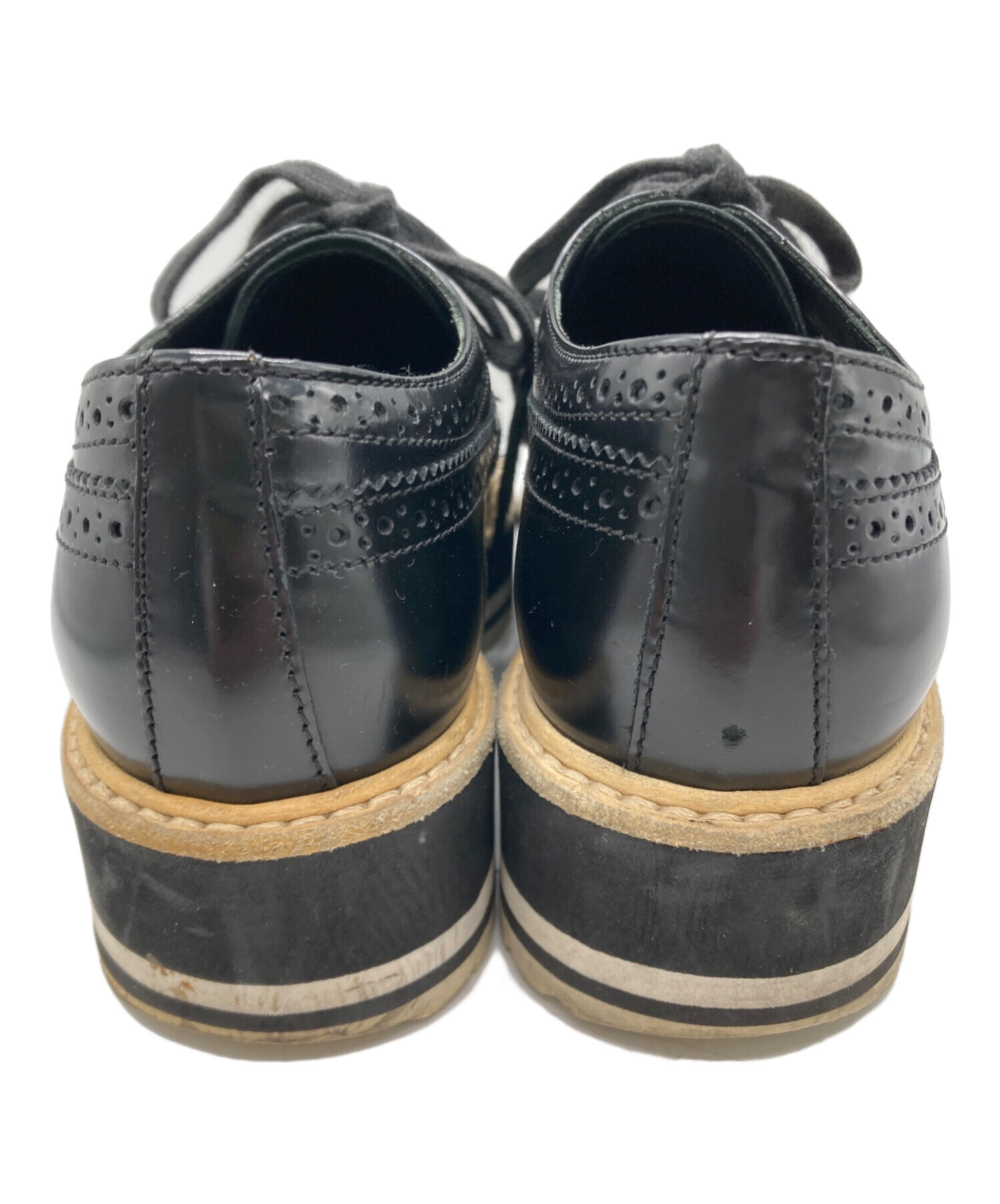 中古・古着通販】PRADA (プラダ) ウィングチップシューズ ブラック