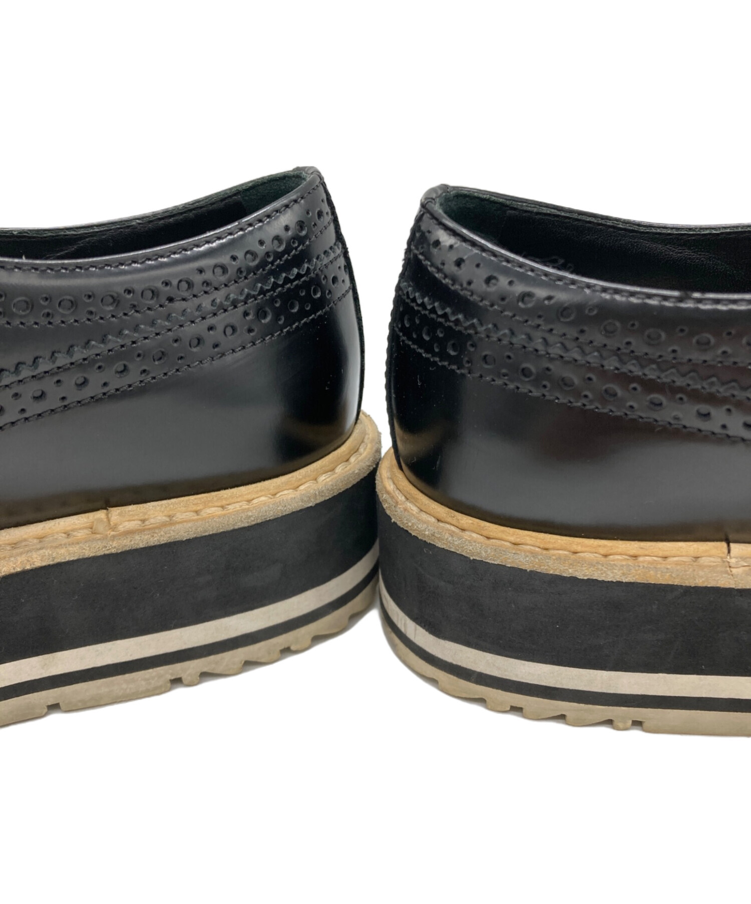 A*B様 PRADA グリーン レザー ウィングチップ 中古・古着通販】PRADA (プラダ) ウィングチップシューズ ブラック