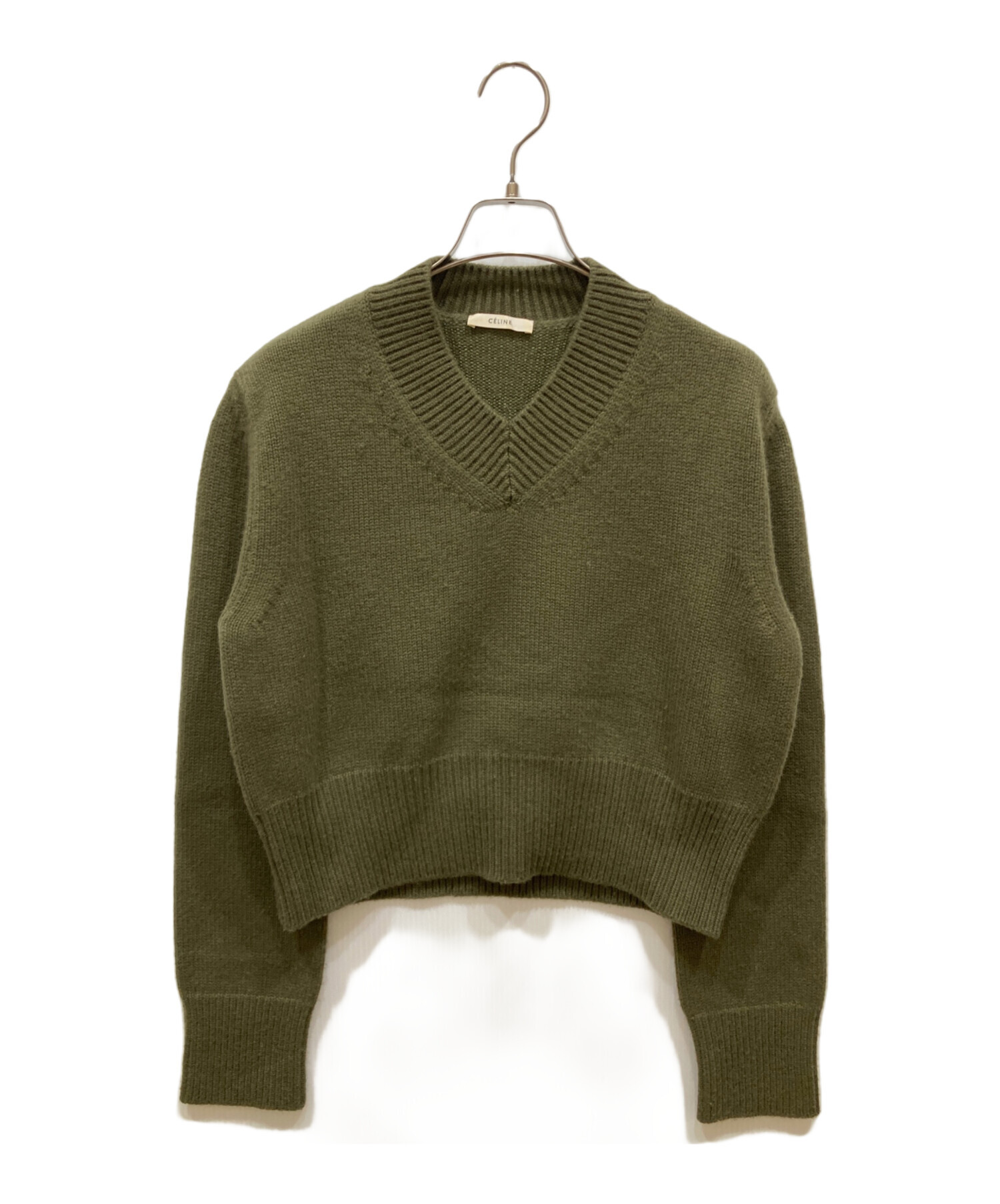 CELINE セリーヌ フィービー期 カシミヤ100% カラーブロック Vネック 中古・古着通販】CELINE (セリーヌ) カシミヤVネックニット オリーブ