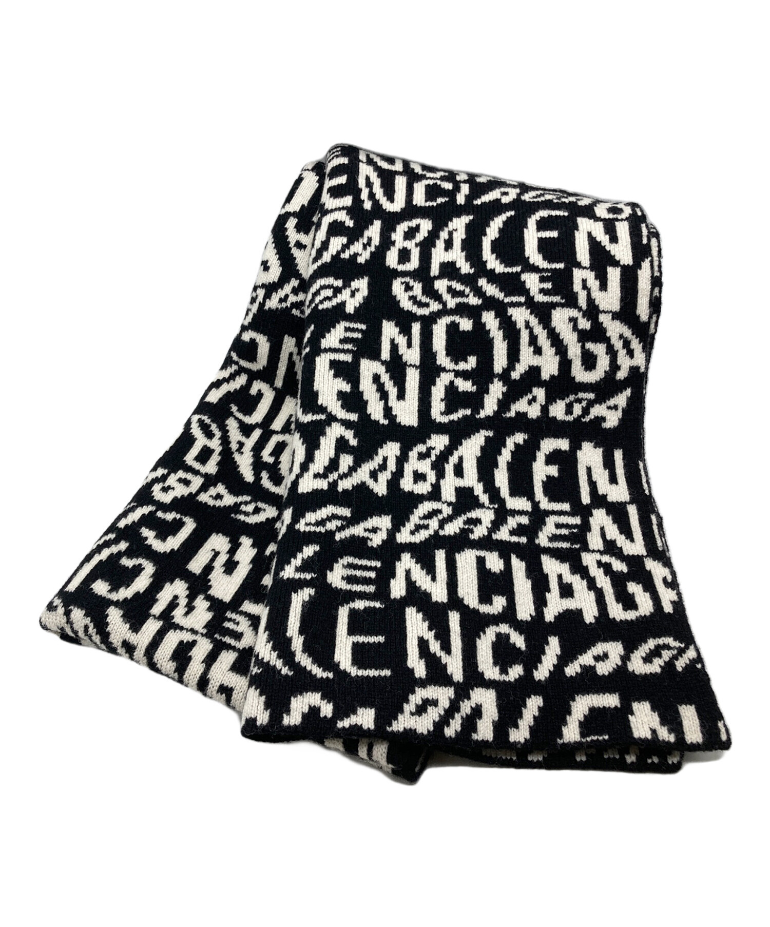 BALENCIAGA バレンシアガ ダウンマフラー 30x160cm ブラック 中古・古着通販】BALENCIAGA (バレンシアガ) 総柄マフラー ホワイト