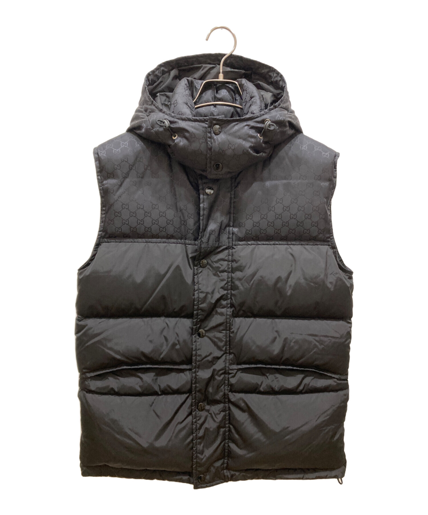 GUCCI ブラック ダウンベスト L 中古・古着通販】GUCCI (グッチ) GGジャカード ダウンベスト ブラック