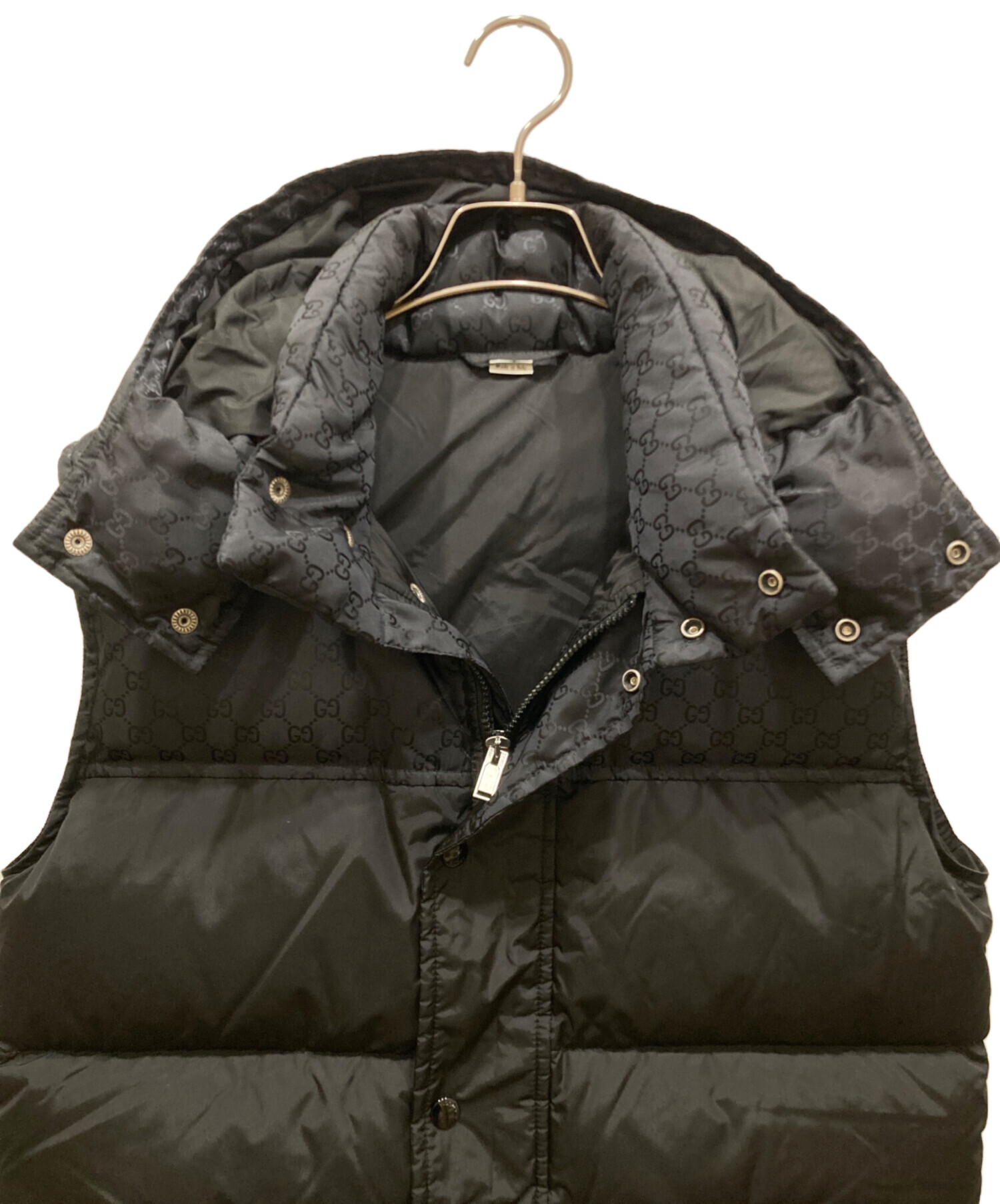 中古・古着通販】GUCCI (グッチ) GGジャカード ダウンベスト ブラック