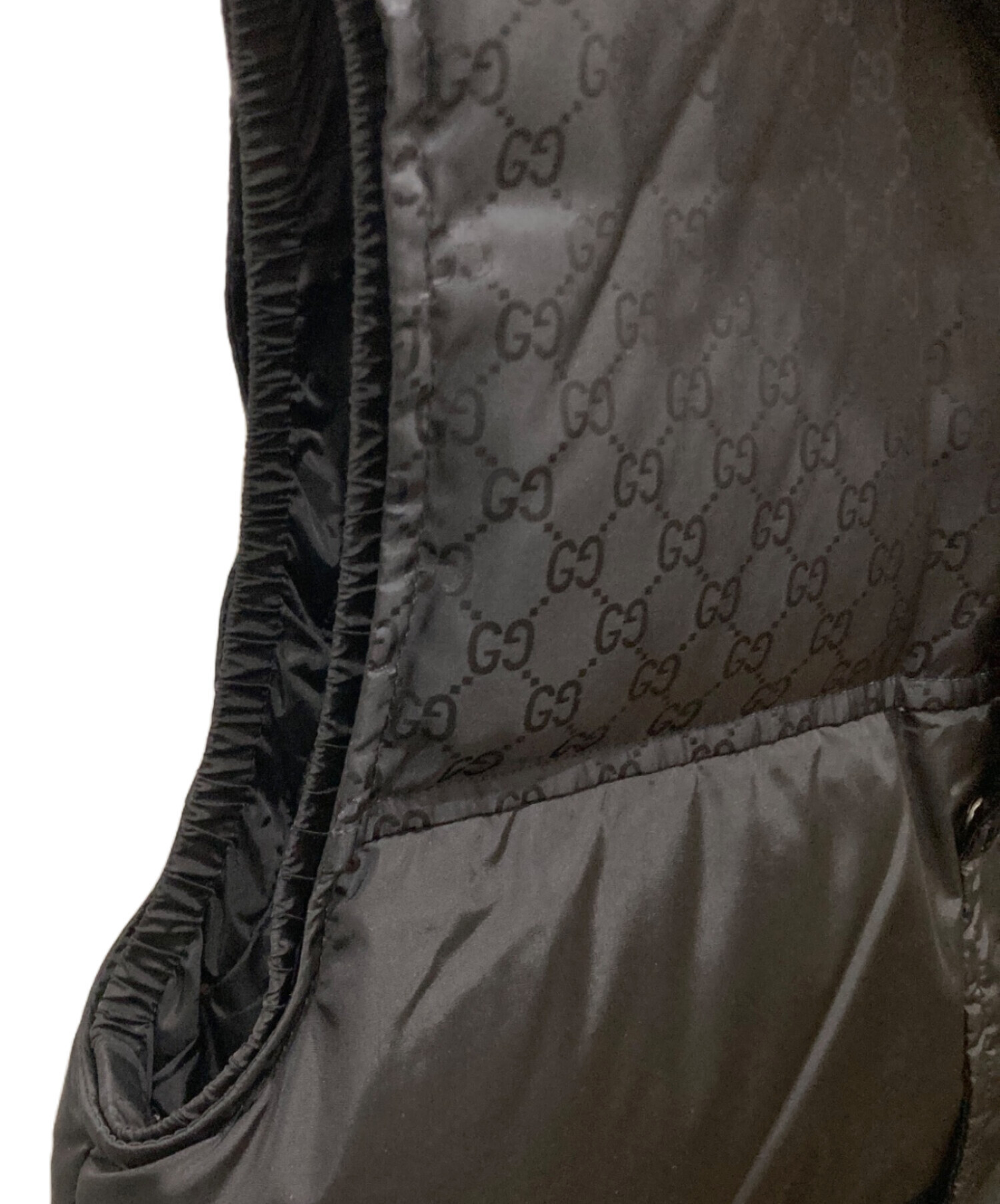 中古・古着通販】GUCCI (グッチ) GGジャカード ダウンベスト ブラック