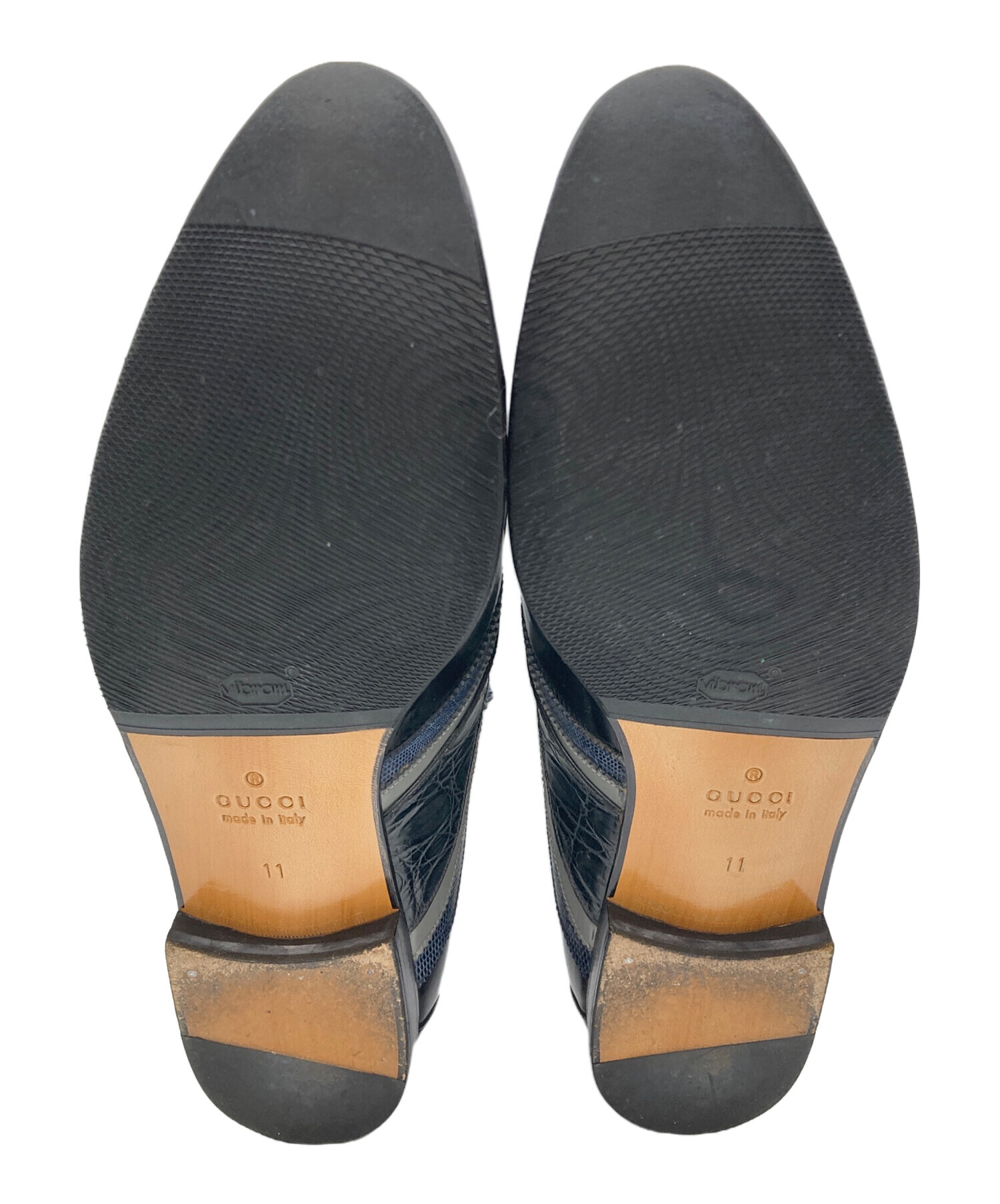 中古・古着通販】GUCCI (グッチ) クロコリザードローファー ブラック