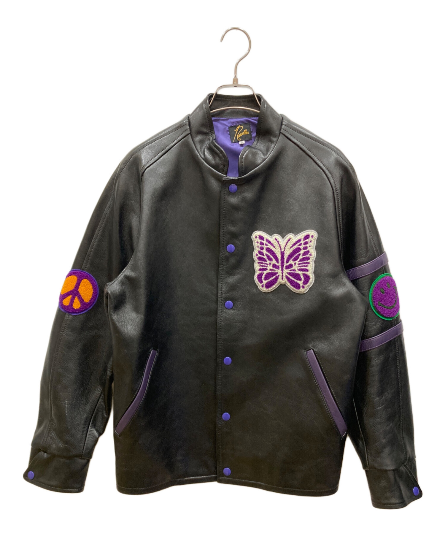 中古・古着通販】Needles (ニードルズ) LETTERMAN JACKET COWHIDE LTHR