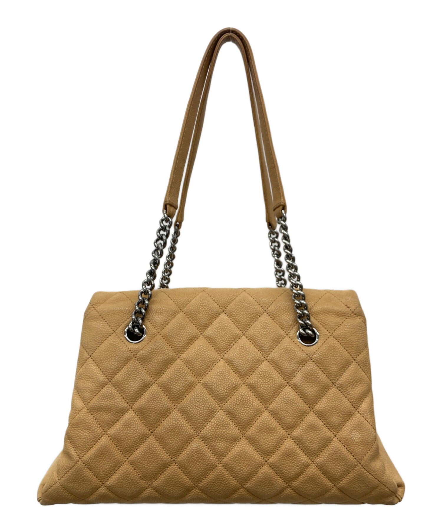 CHANEL ベージュ トートバッグ 中古・古着通販】CHANEL (シャネル) マトラッセ チェーンショルダー