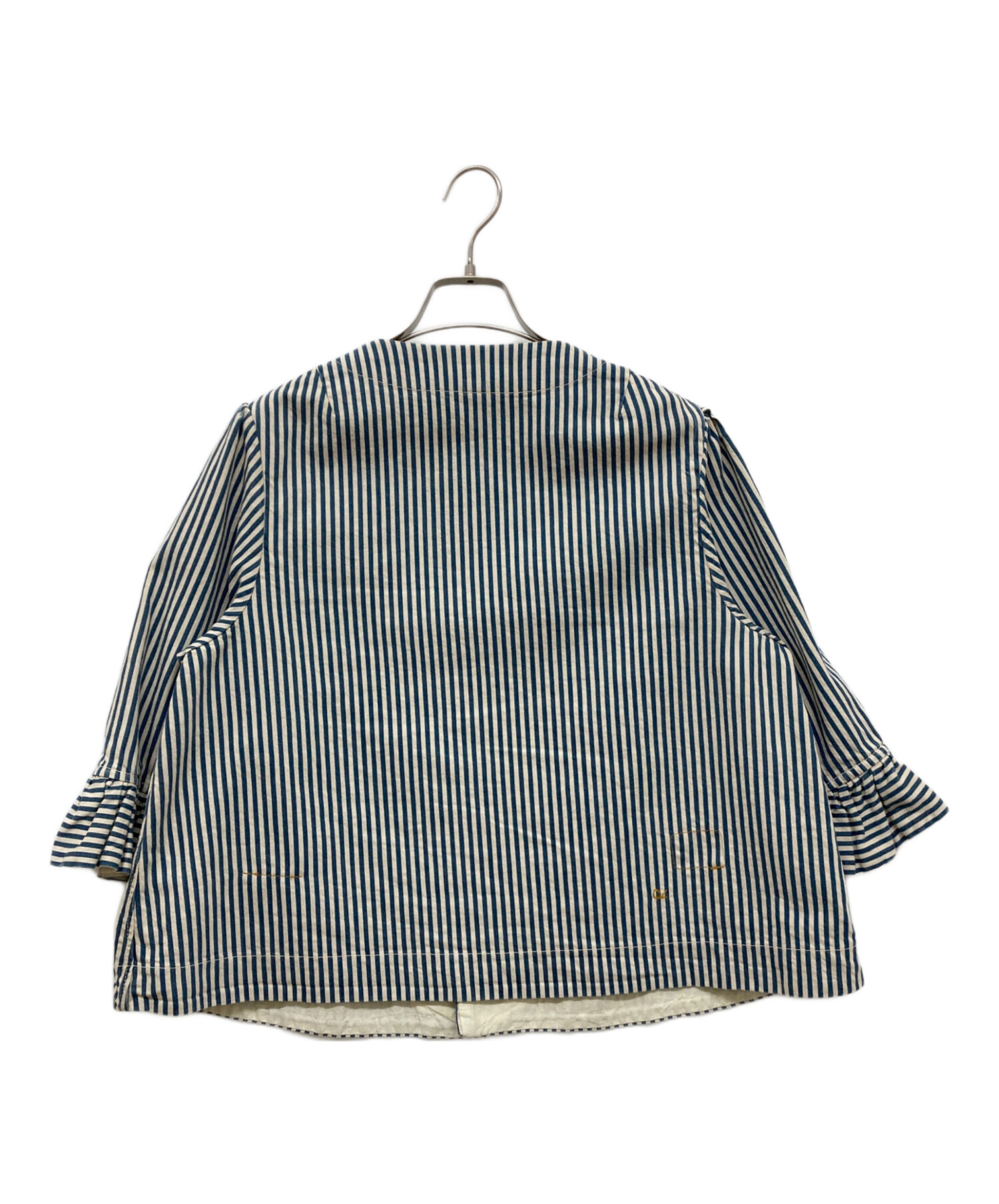 美品 45R 小麦デニム レフア ブラウス ジャケット 七分袖 ストライプ 中古・古着通販】45rpm (45アールピーエム) 小麦デニムのレフア