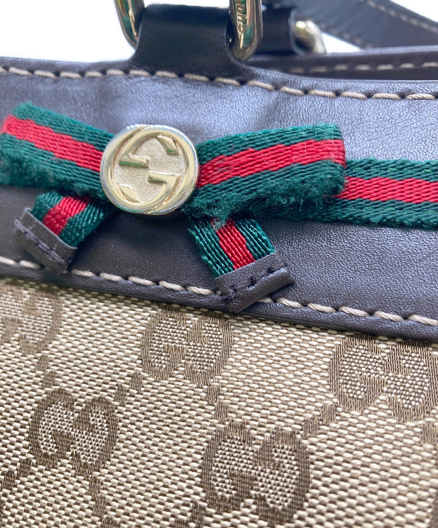 中古・古着通販】GUCCI (グッチ) GGキャンバスリボントートバッグ