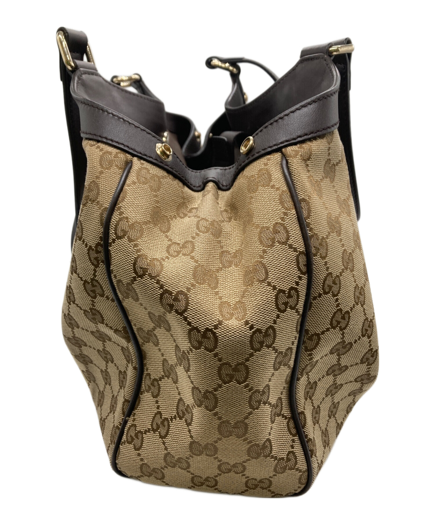 中古・古着通販】GUCCI (グッチ) GGキャンバス レザーロゴトートバッグ 