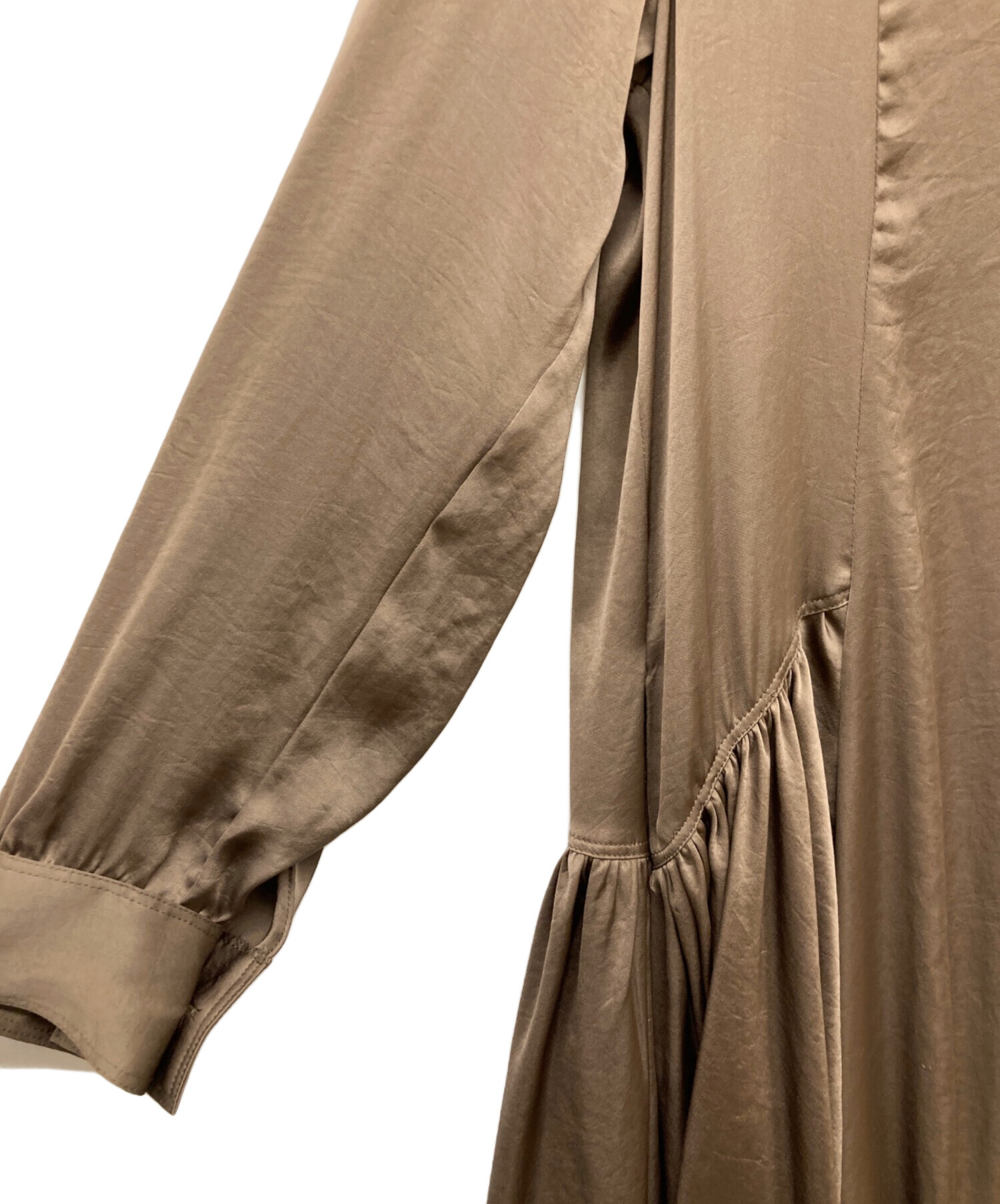 kanako closetヴィンテージサテンサイドギャザー＆フレアーワンピース