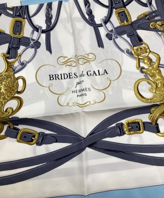 本物 HERMES エルメス カレ90 BRIDES de GALA 式典用馬勒 シルク100 