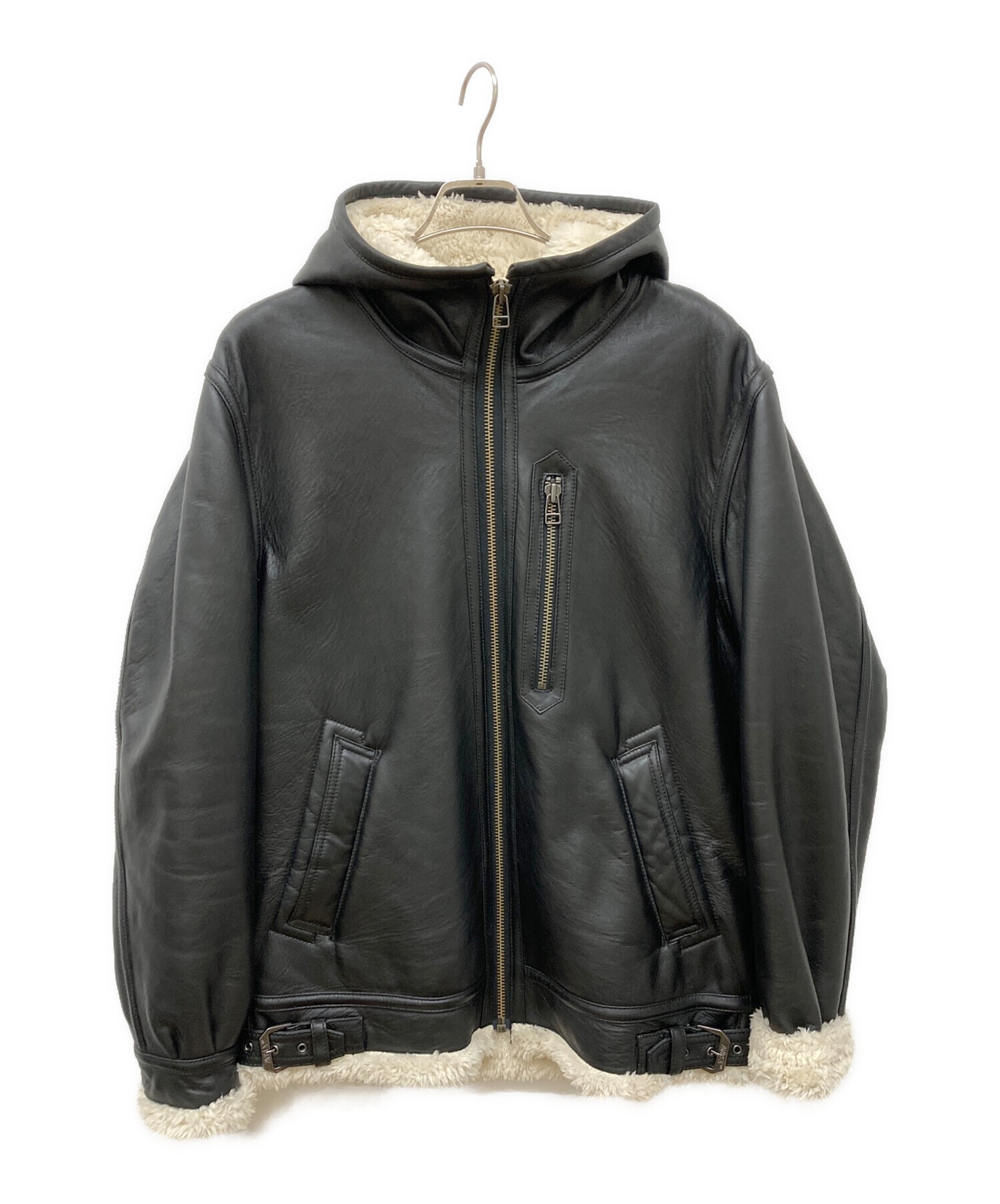 極美品】AVIREX コンフォータブル レザー パーカー 羊革 ブラック M