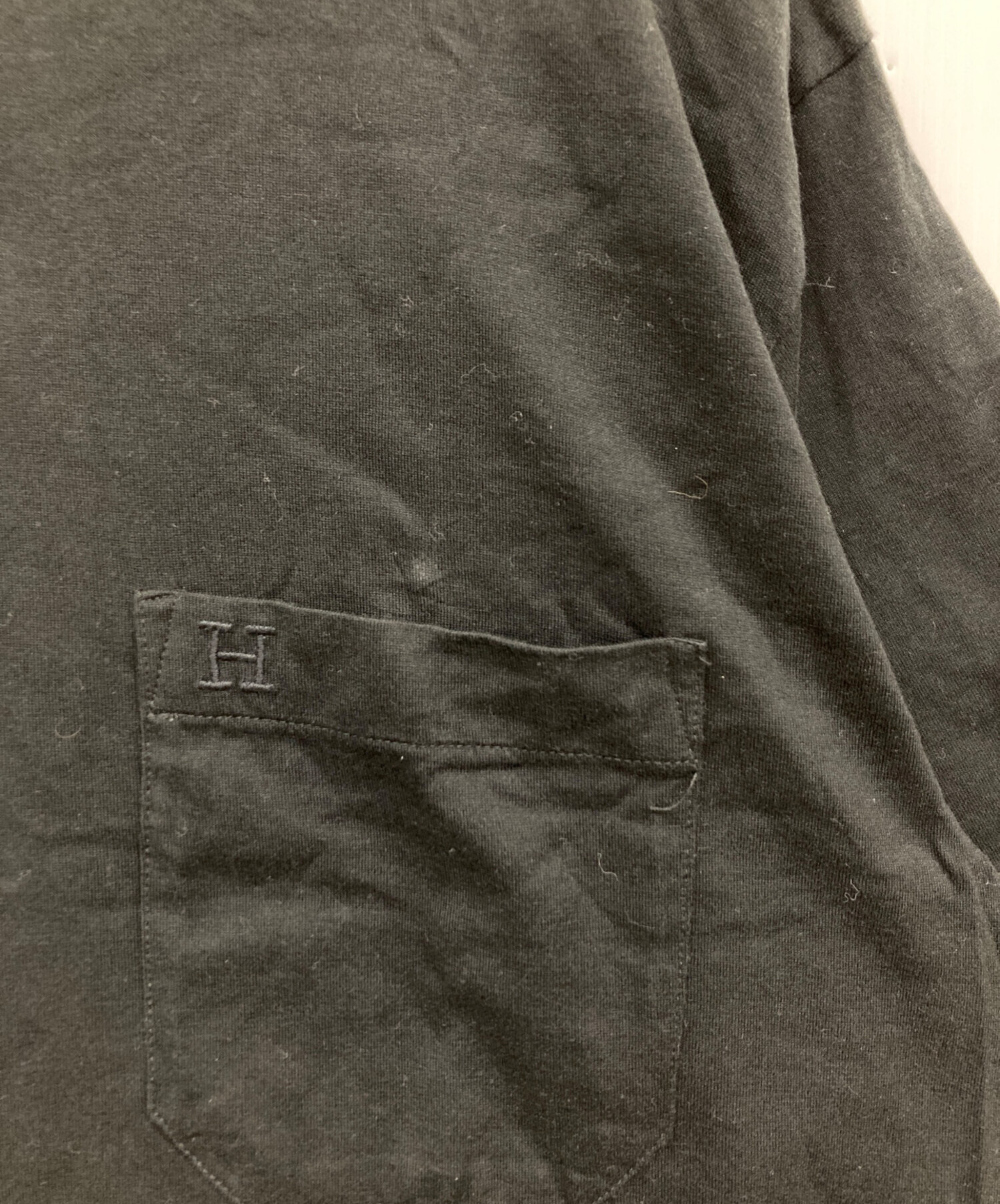中古・古着通販】HERMES (エルメス) H刺繍ポケットTシャツ ブラック 