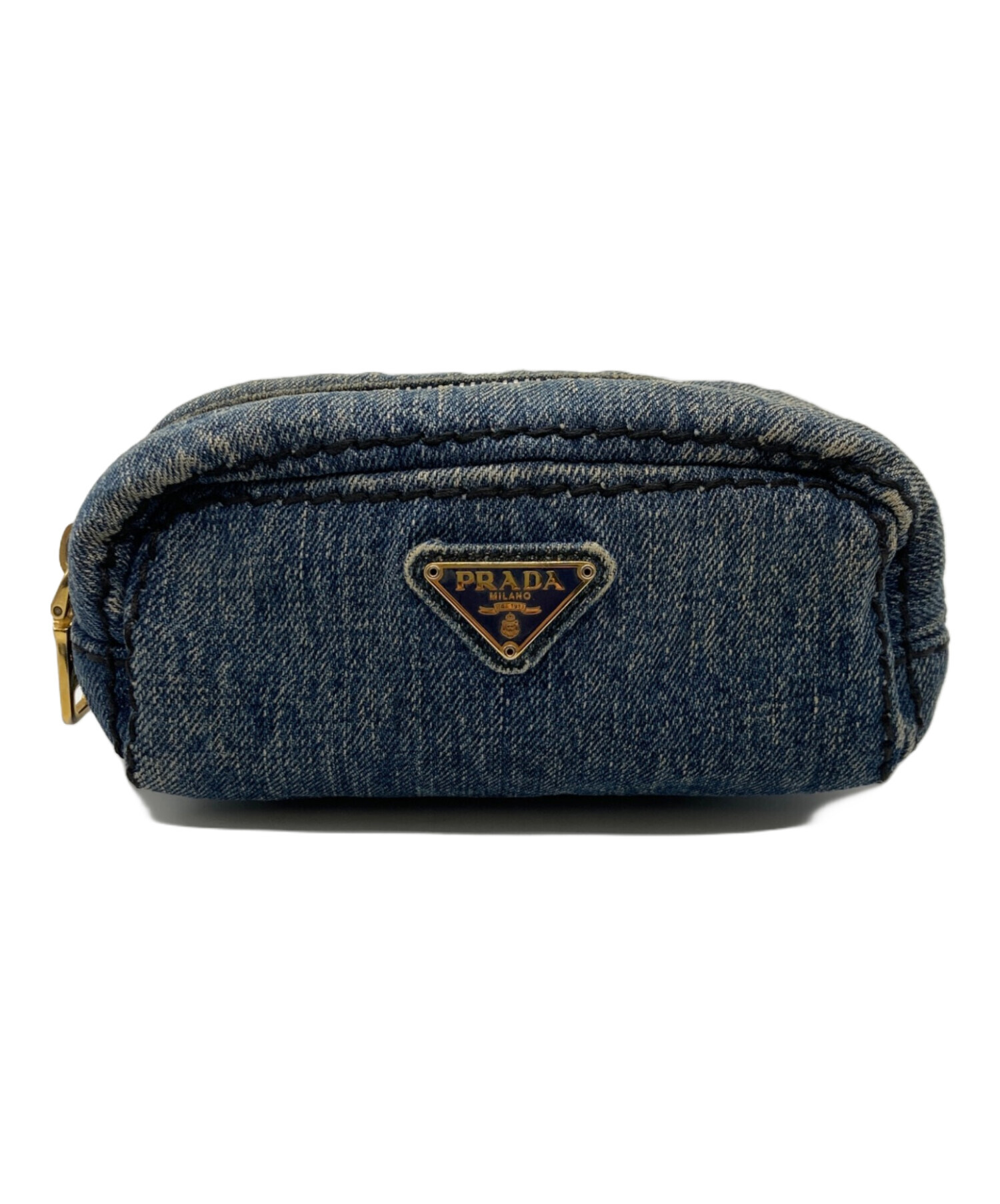 中古・古着通販】PRADA (プラダ) デニムポーチ/三角プレート