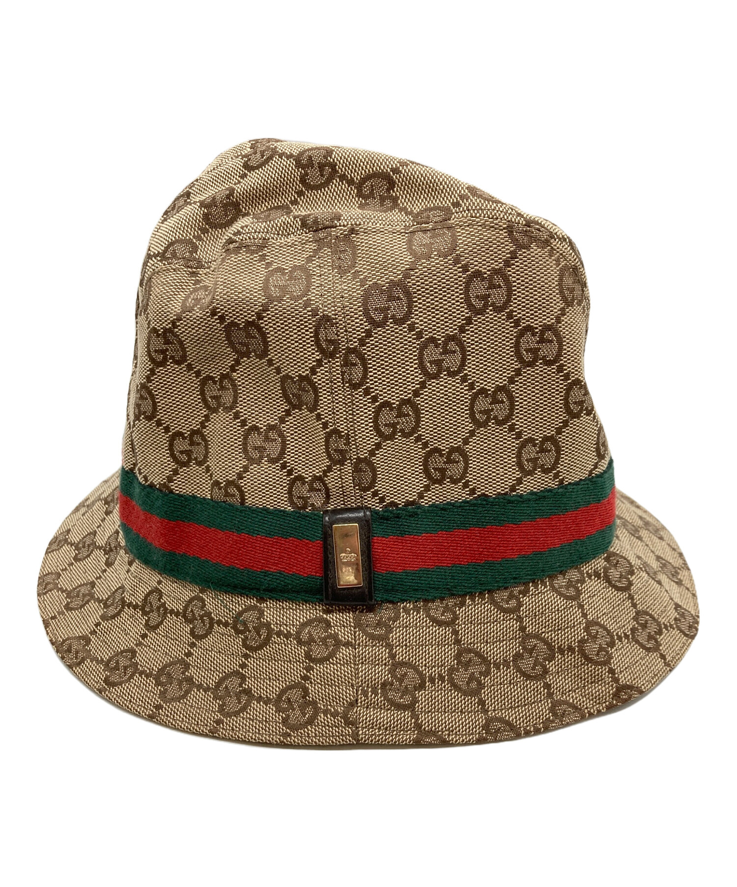 【美品】グッチ 帽子 バケットハット ベージュ キャンバス シェリーライン 中古・古着通販】GUCCI (グッチ) GGキャンバス シェリーラインバケット