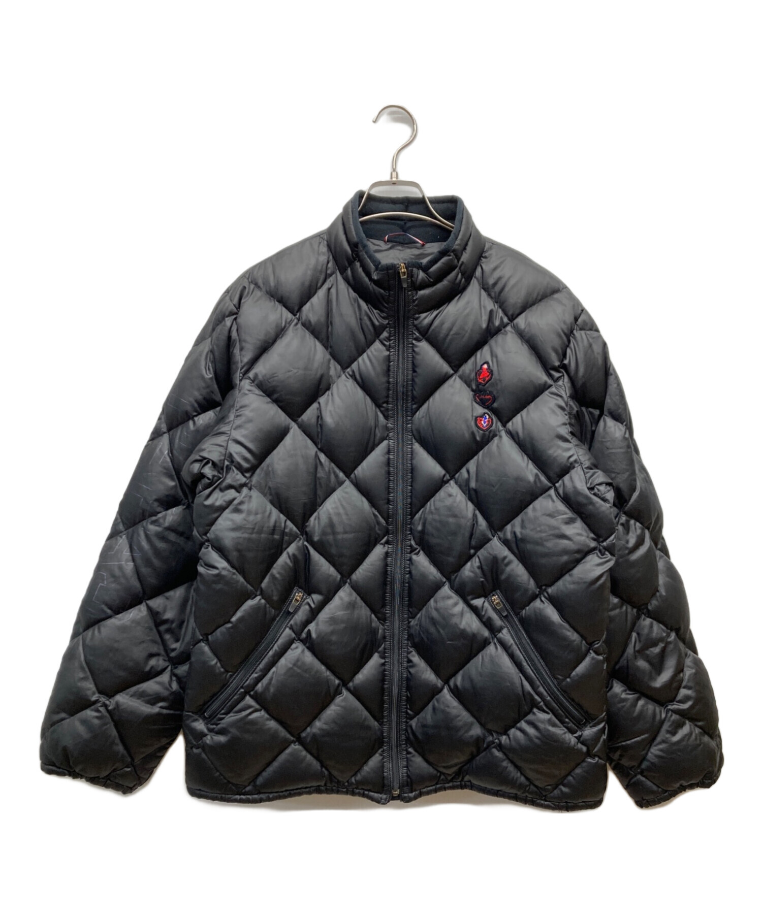 PAPAS パパス　キルティング　ダウンベスト　フード　インディゴ　ワッペン　M PAPAS パッチ付きダウンベスト ネイビー PAPAS パパスプラスPapas+