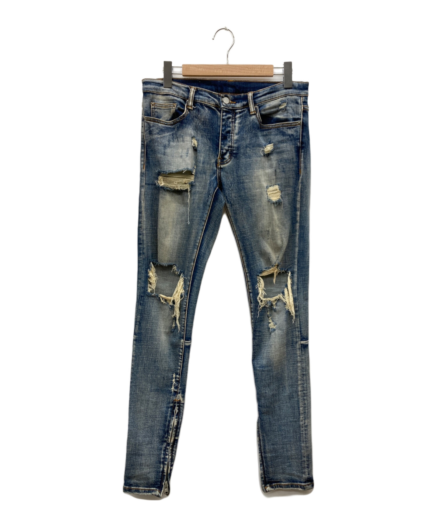 mnml ダメージ加工 デニムパンツ ブラック 31 中古・古着通販】MNML (ミニマル) ダメージ加工デニムパンツ
