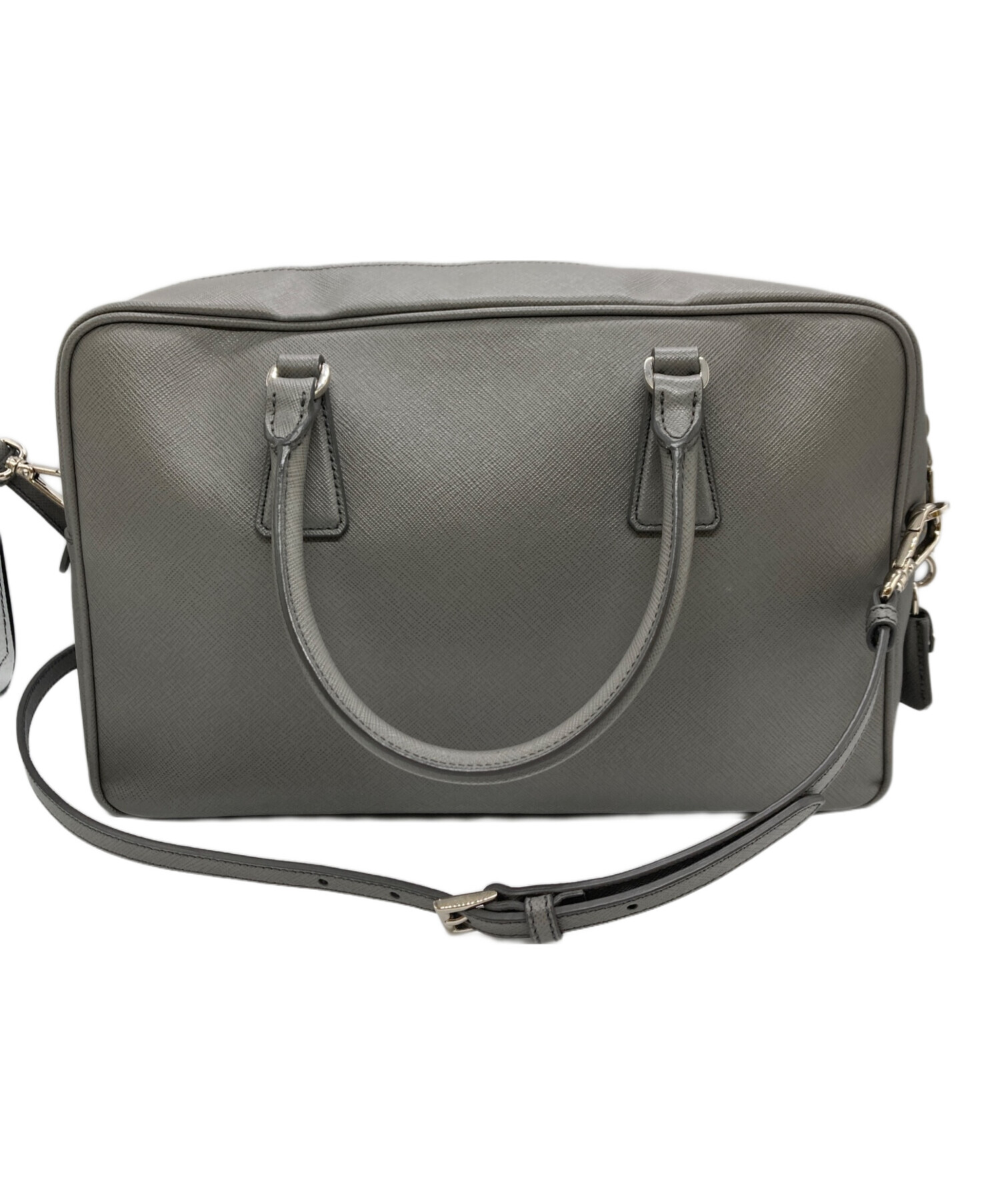 PRADA Saffiano Lux グレー ショルダーバッグ