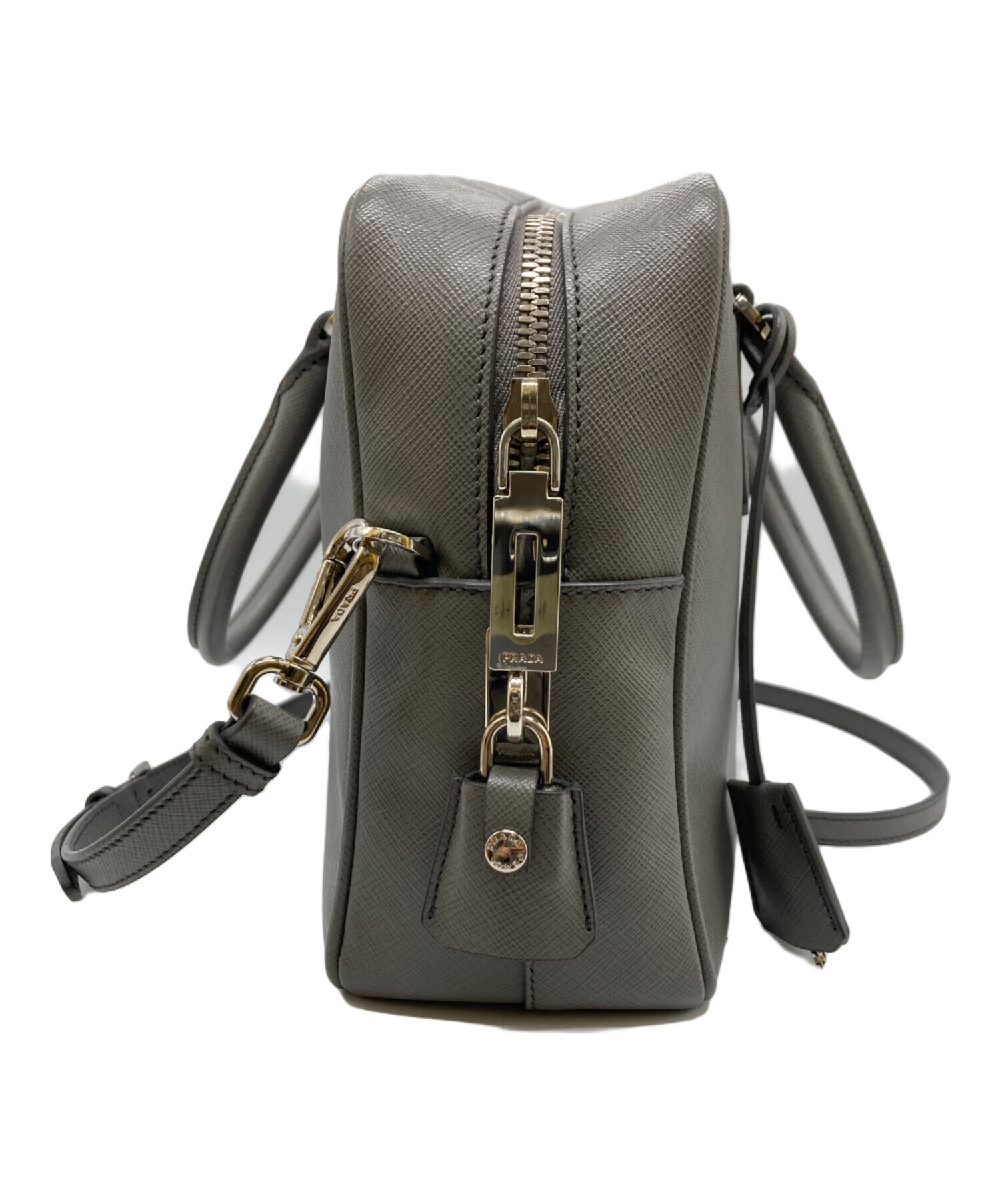 PRADA Saffiano Lux グレー ショルダーバッグ