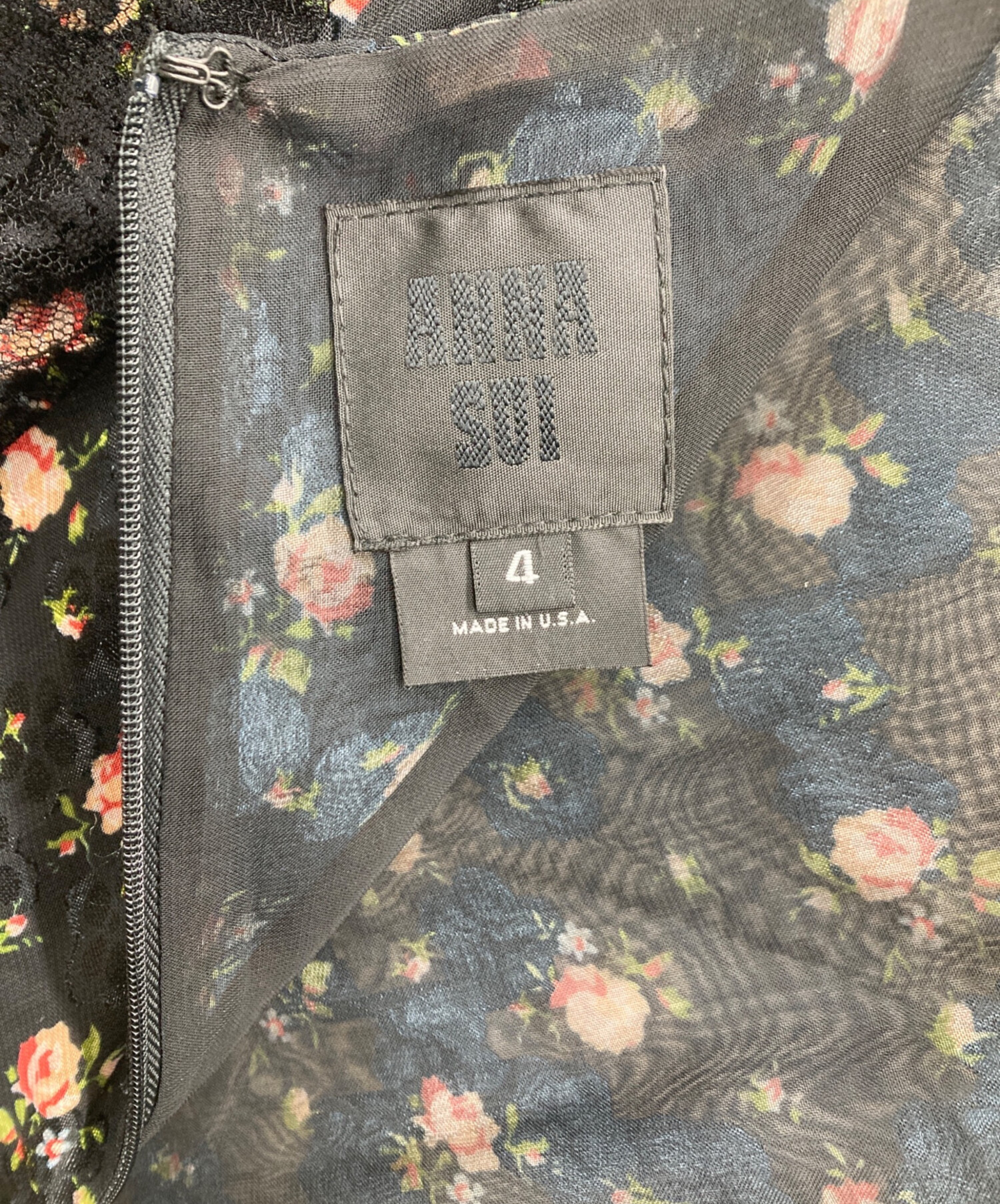 中古・古着通販】ANNA SUI (アナスイ) 花柄フリルスカート ブラック