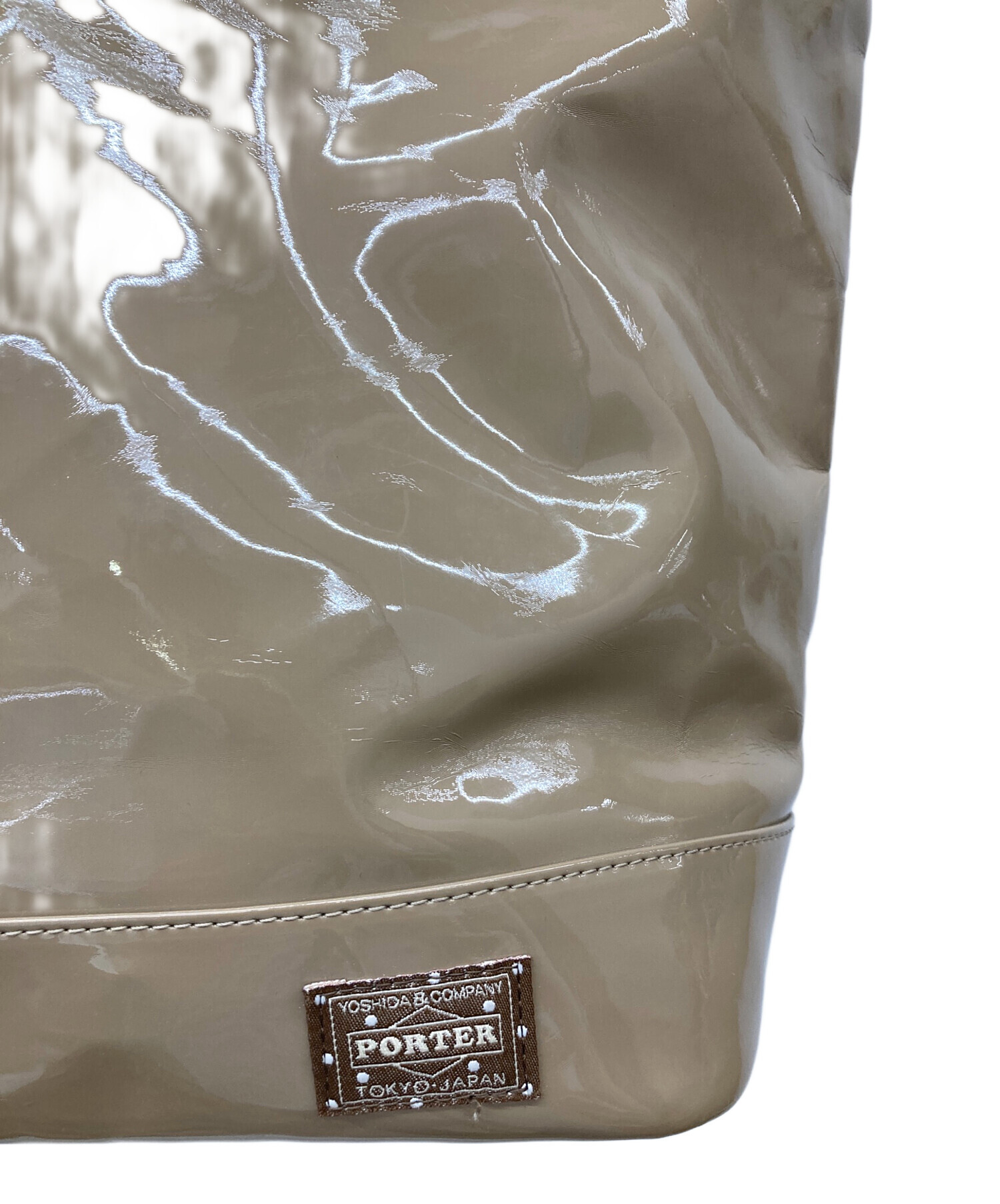 中古・古着通販】PORTER (ポーター) エナメルトートバッグ ブラウン 