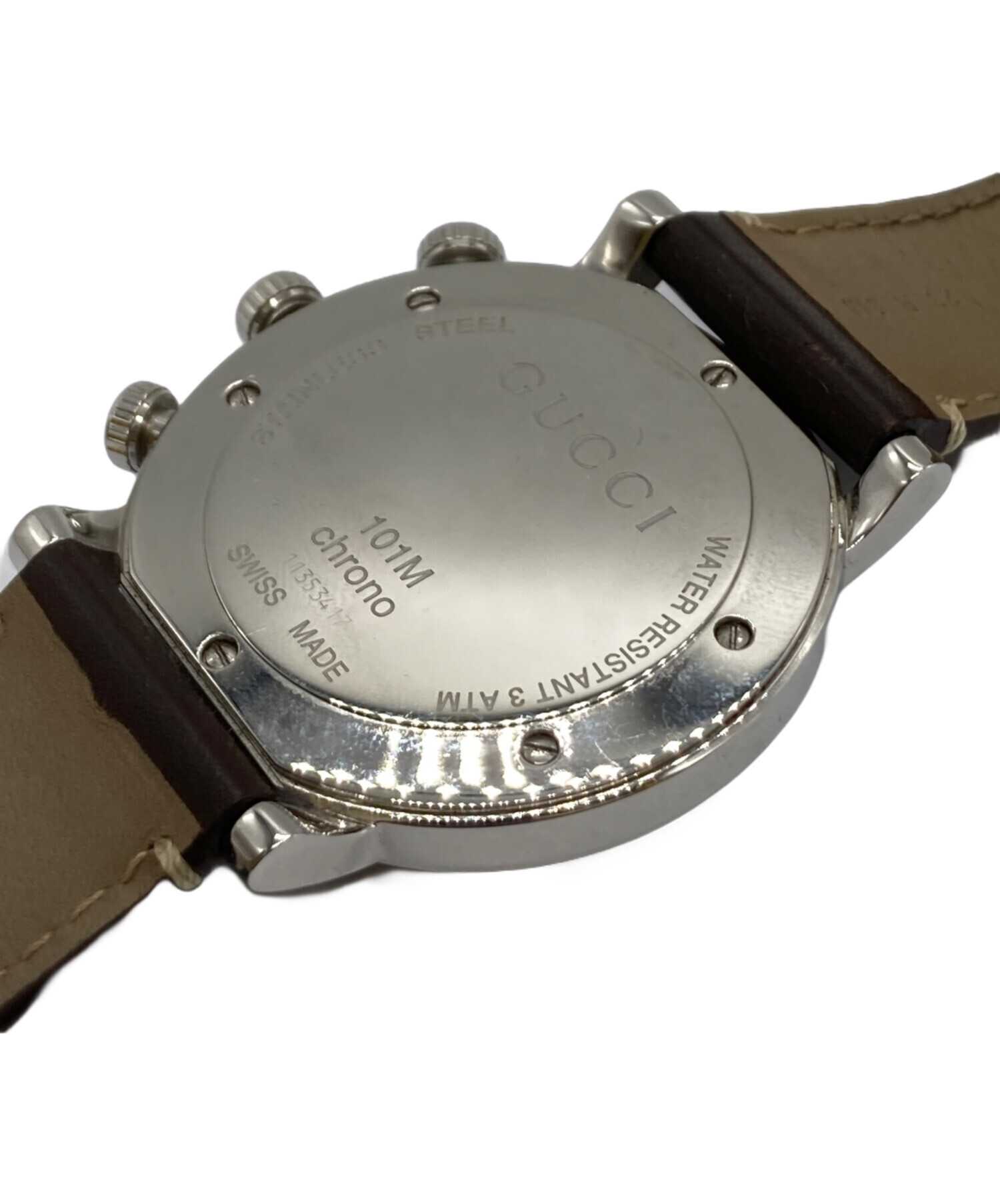 GUCCI グッチブラウン クロノグラフ腕時計 中古・古着通販】GUCCI (グッチ) クロノグラフウォッチ シルバー