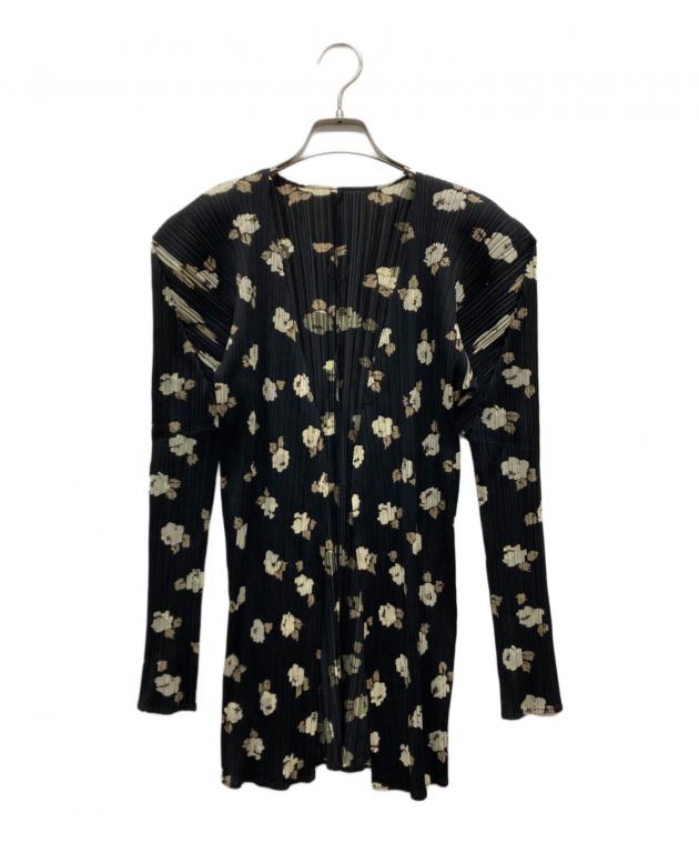 PLEATS PLEASE(プリーツプリーズ) カーディガン ドット　黒 中古・古着通販】PLEATS PLEASE (プリーツプリーズ) 花柄プリーツ