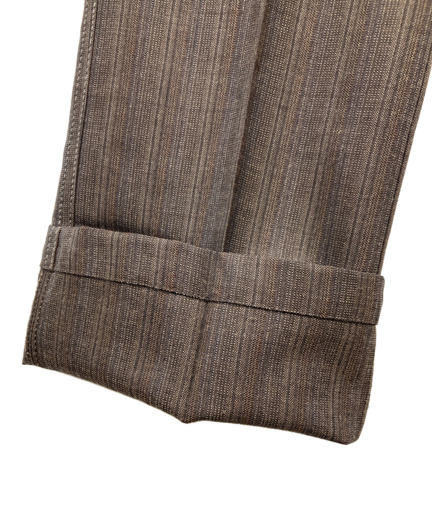 中古・古着通販】PRADA (プラダ) ウールストライプパンツ ブラウン