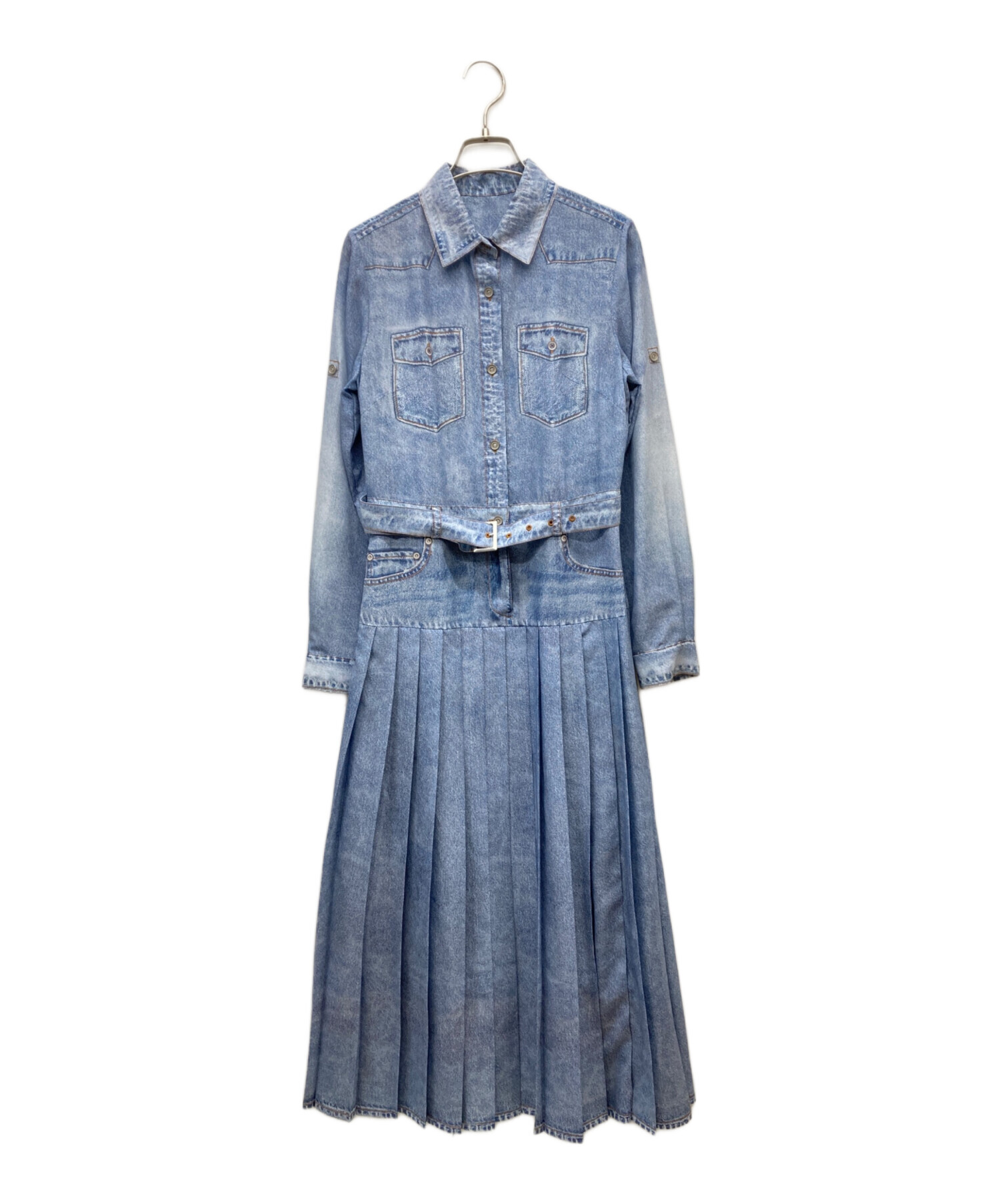 中古・古着通販】Diagram (ダイアグラム) デニム転写ワンピース スカイ