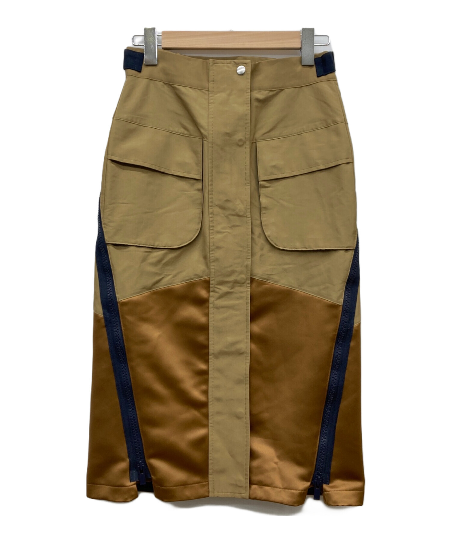 新品本物sacai Grosgrain Mix Skirtスカート 中古・古着通販】sacai (サカイ) GROSGRAIN MIX SKIRT ベージュ サイズ