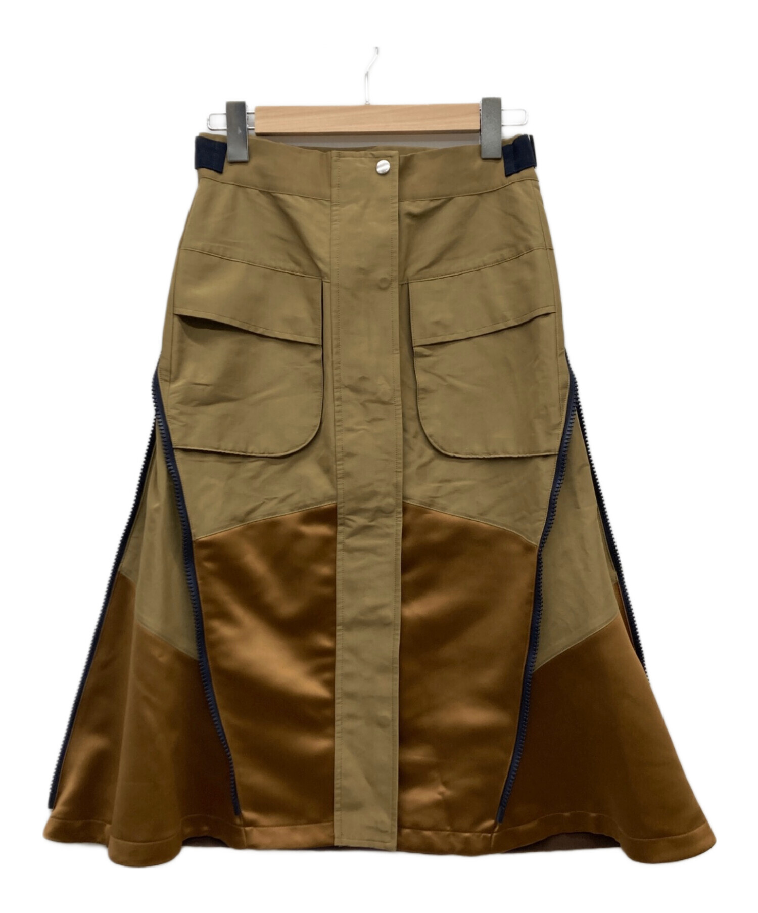 中古・古着通販】sacai (サカイ) GROSGRAIN MIX SKIRT ベージュ サイズ