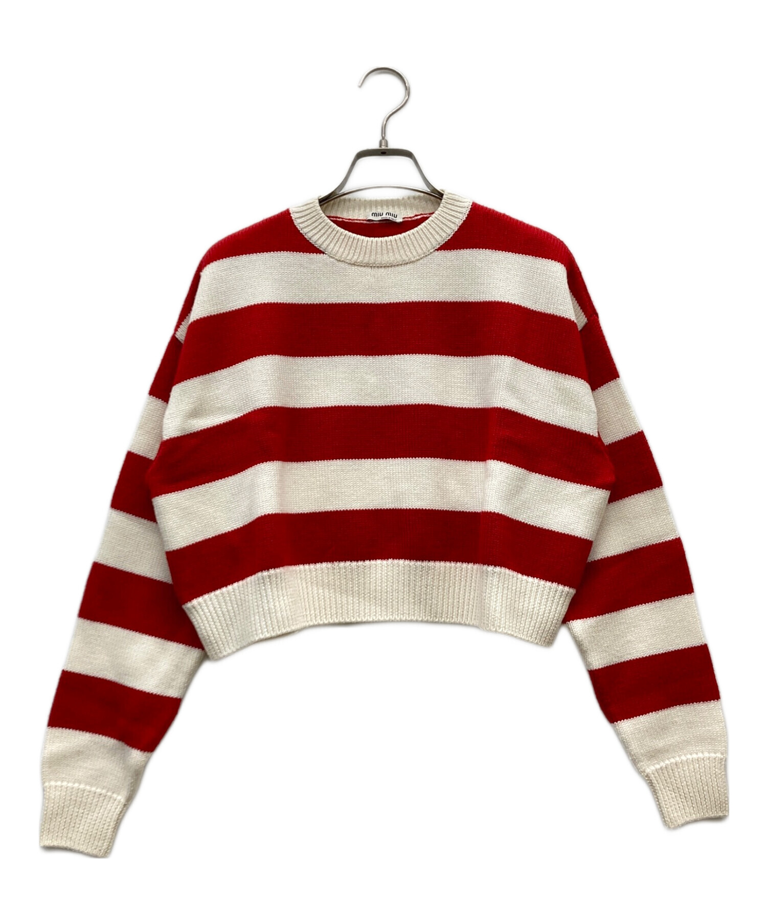 中古・古着通販】MIU MIU (ミュウミュウ) STRIPED SWEATER KNIT レッド