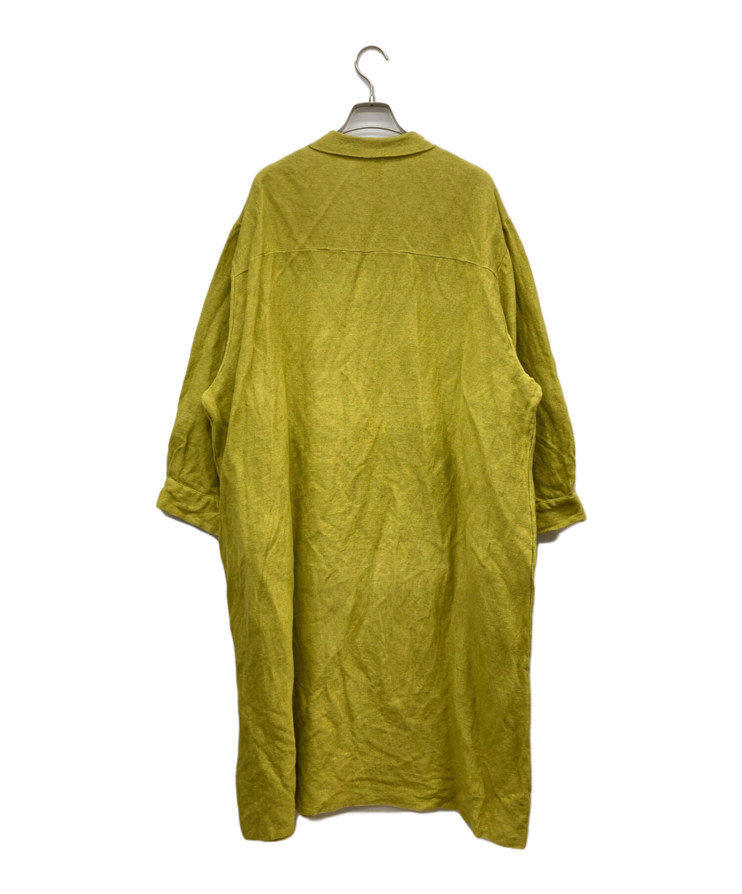 中古・古着通販】babaa (ババ) リネンシャツワンピース 黄緑 サイズ 