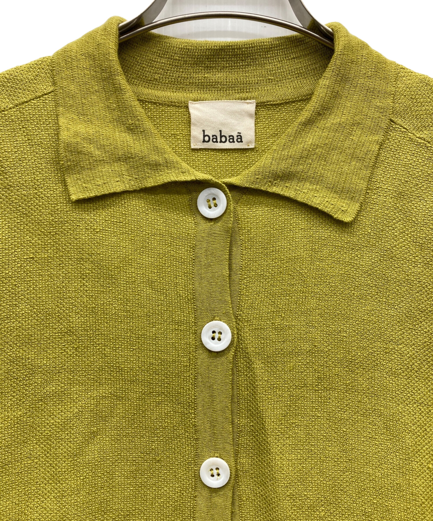 中古・古着通販】babaa (ババ) リネンシャツワンピース 黄緑 サイズ 