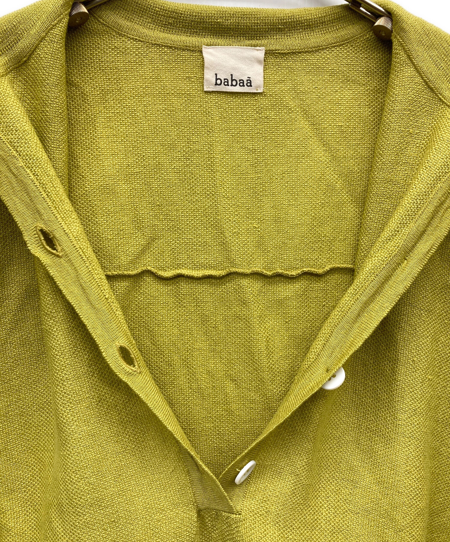 中古・古着通販】babaa (ババ) リネンシャツワンピース 黄緑 サイズ 
