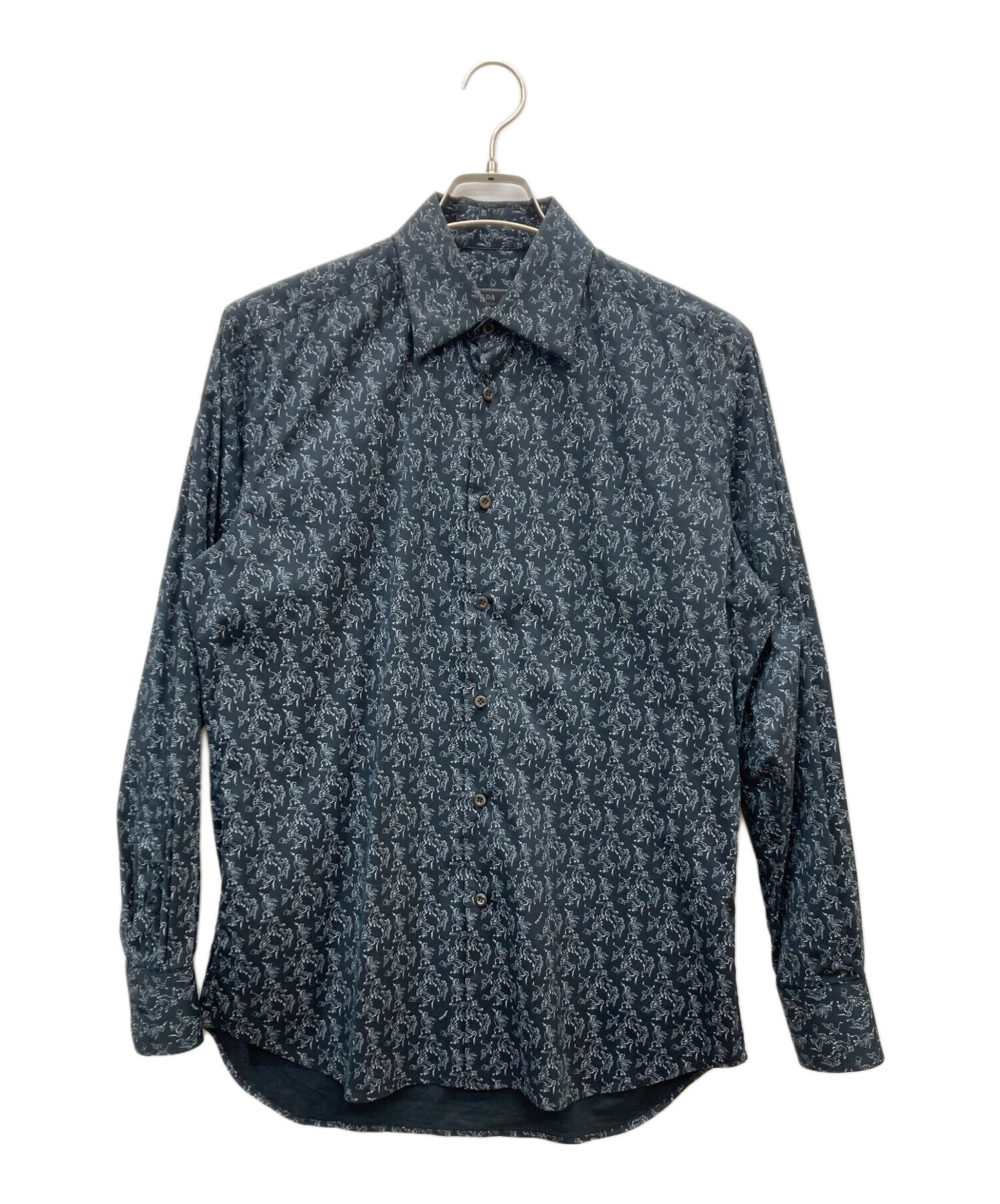 中古・古着通販】PRADA (プラダ) 総柄L/Sシャツ ネイビー サイズ:38
