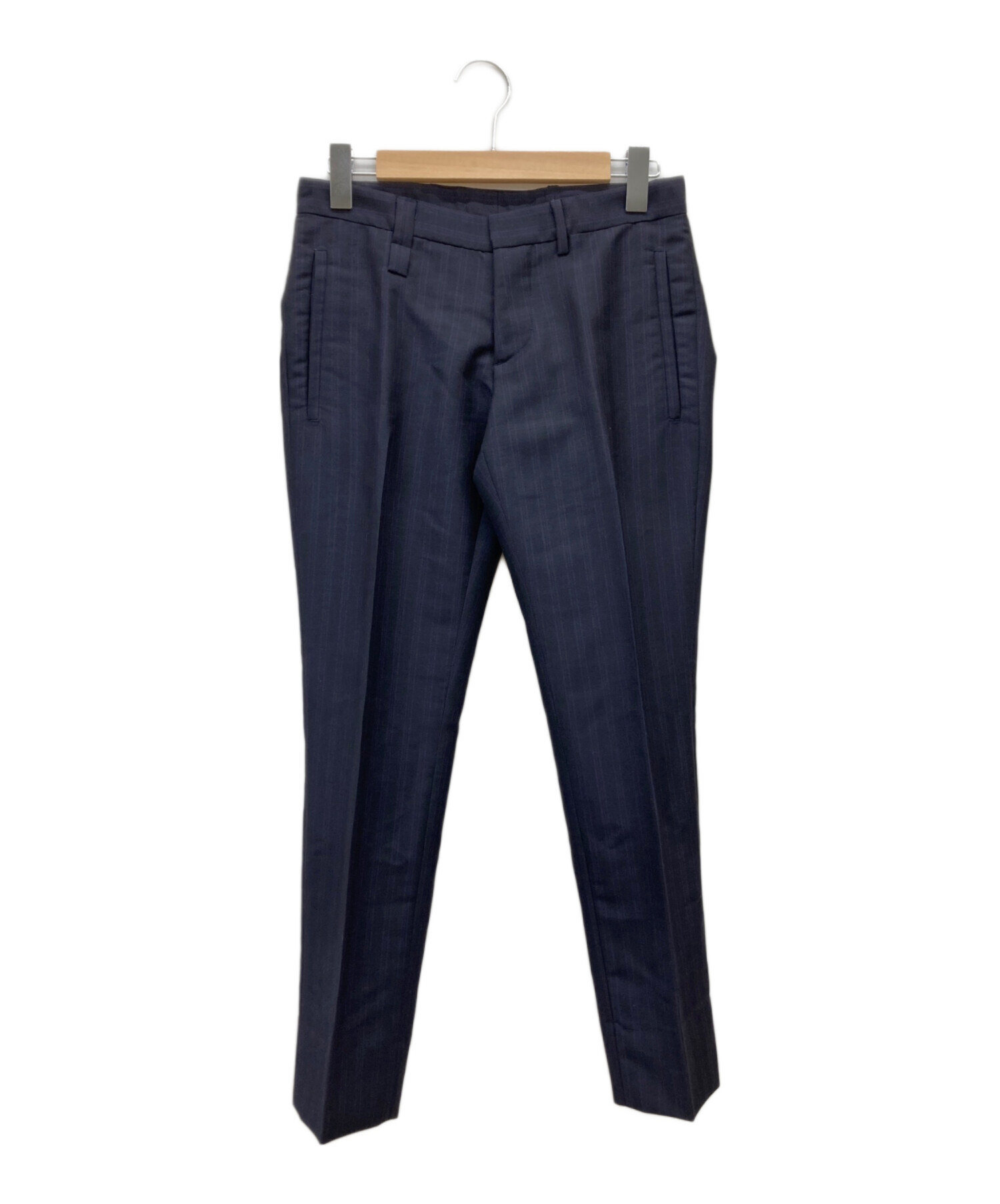 中古・古着通販】PRADA (プラダ) ストライプウールトラウザー ネイビー