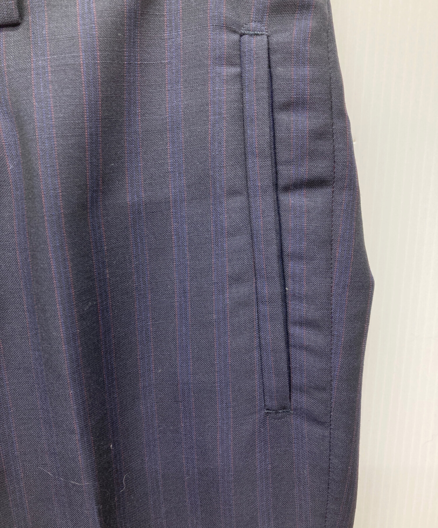 中古・古着通販】PRADA (プラダ) ストライプウールトラウザー ネイビー