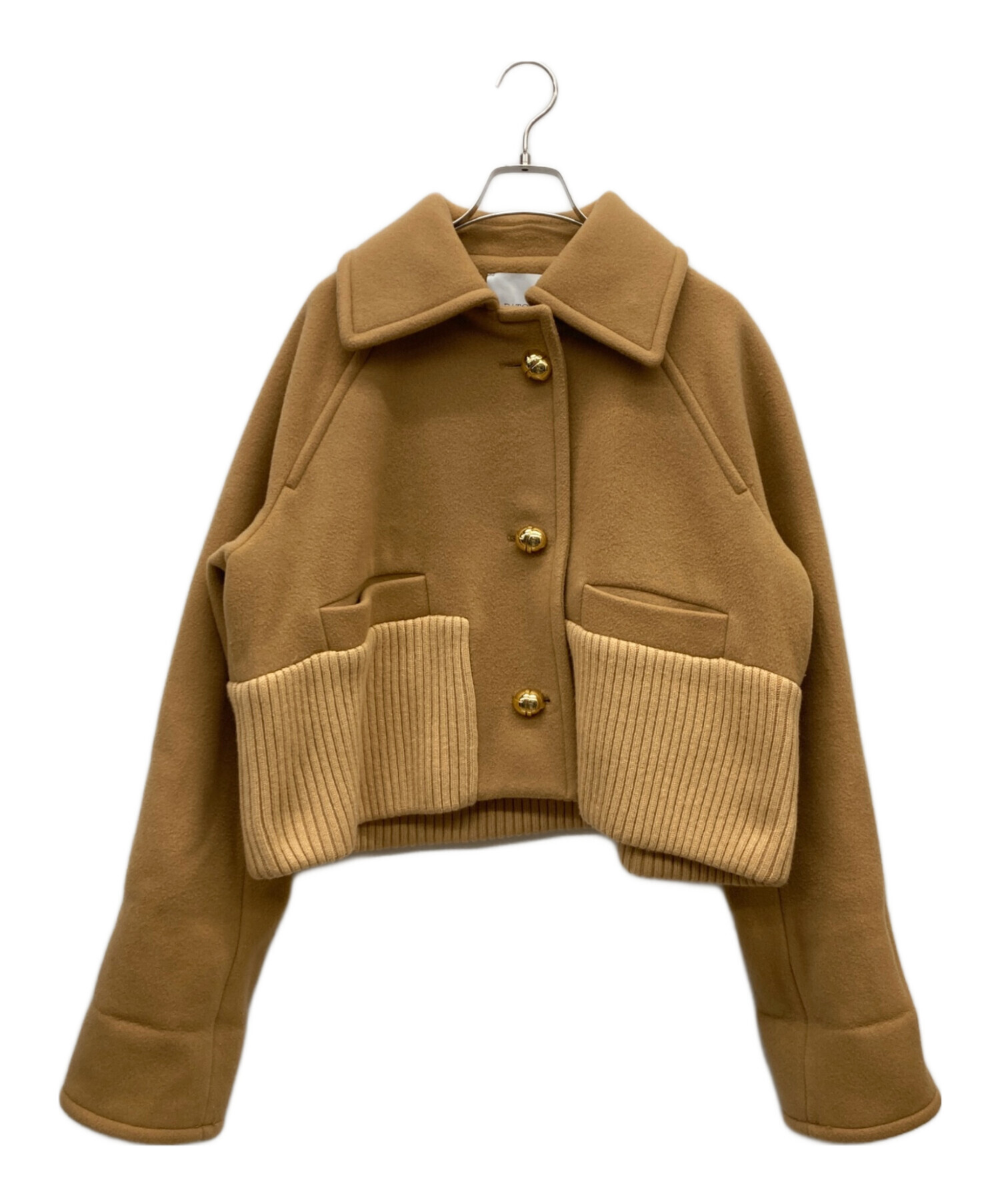PATOU パトゥ ウール&カシミアブレンド リブウエスト クロップドコート